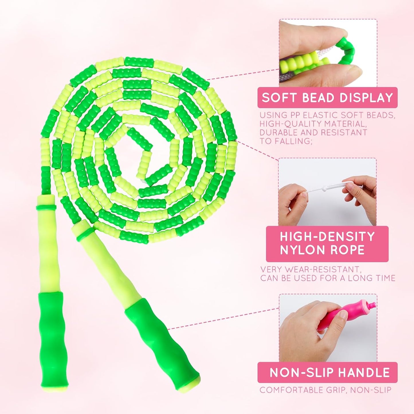 12 Pack Jump Ropes for Kids,Beaded Jump Rope,Adjustable Length Tangle-Free Segmented Jumping Rope,Beaded Skipping Ropes for Kids,Men,Women,Adults Exercise,8.2 Ft