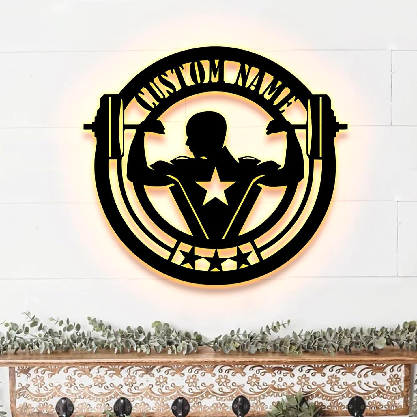 Personalized Gym Metal Sign With LED Light, Custom Gym Wall Art, Gymer Gift, Wall Decor for Home, Birthday & Xmas