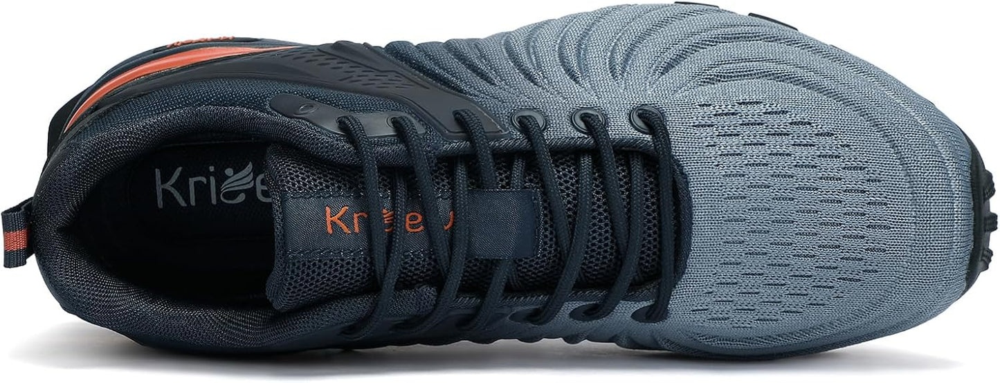 Kricely Men's Walking Shoes Breathable Lightweight Fashion Sneakers Non Slip Sport Gym Jogging Trail Running Shoes