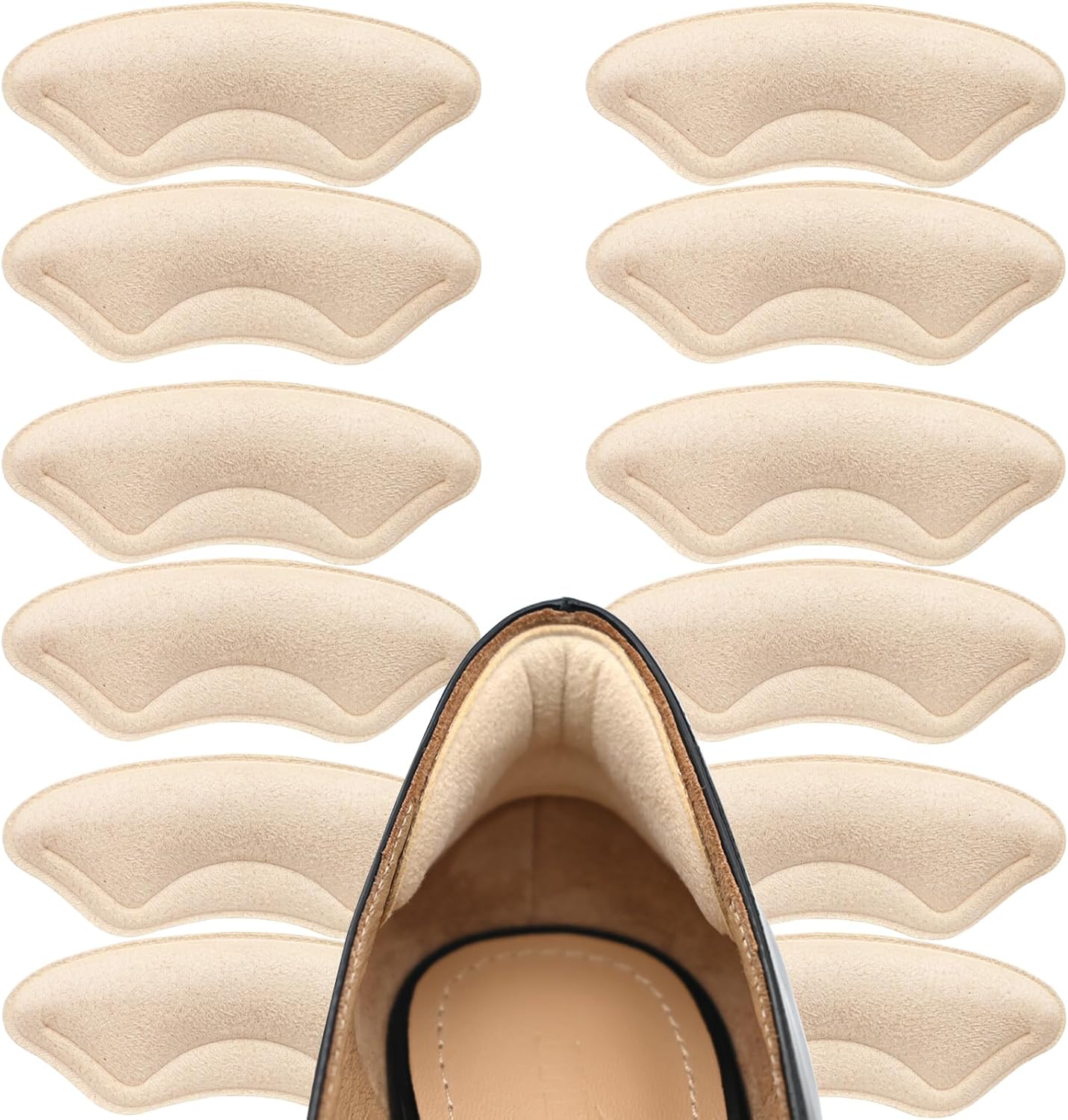 6 Pairs Heel Cushion Pads for Shoes Too Big, Shoe Grips Liners Heel Protectors for Loose Shoes, Heel Pain, Blisters and Rubbing, Anti Slip Shoe Filler Make Shoes Fit Tighter(Beige)