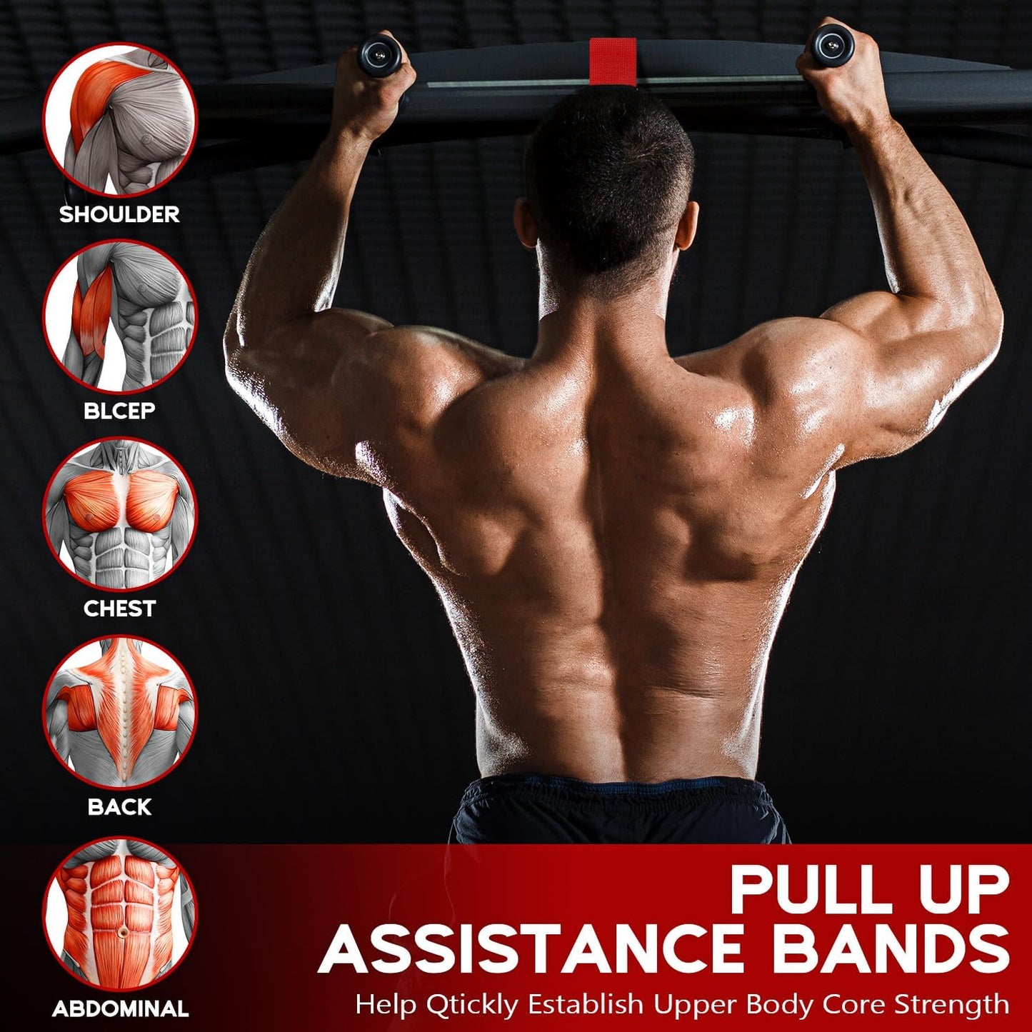 Pull Up Assistance Bands, Adjustable Heavy Duty Resistance Band for Pull Up, 3 Pull Up Bands, Comfortable Fabric Feet/Knee Rest, Assistance Bands for Pull-Up, Home Fitness, Body Stretching