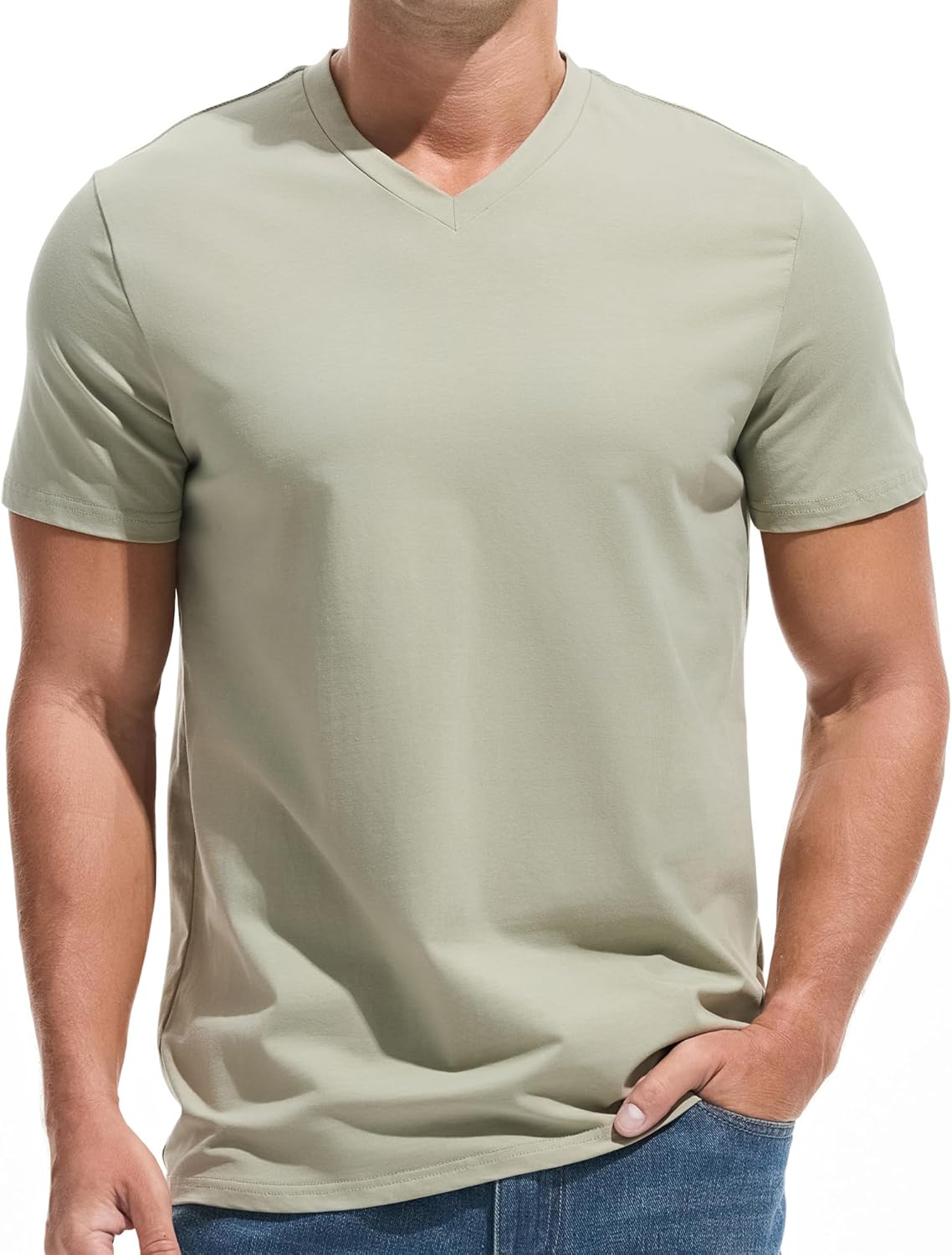 VEIISAR Premium V Neck T Shirts for Men - Modern Fitted Tees Vneck Undershirts