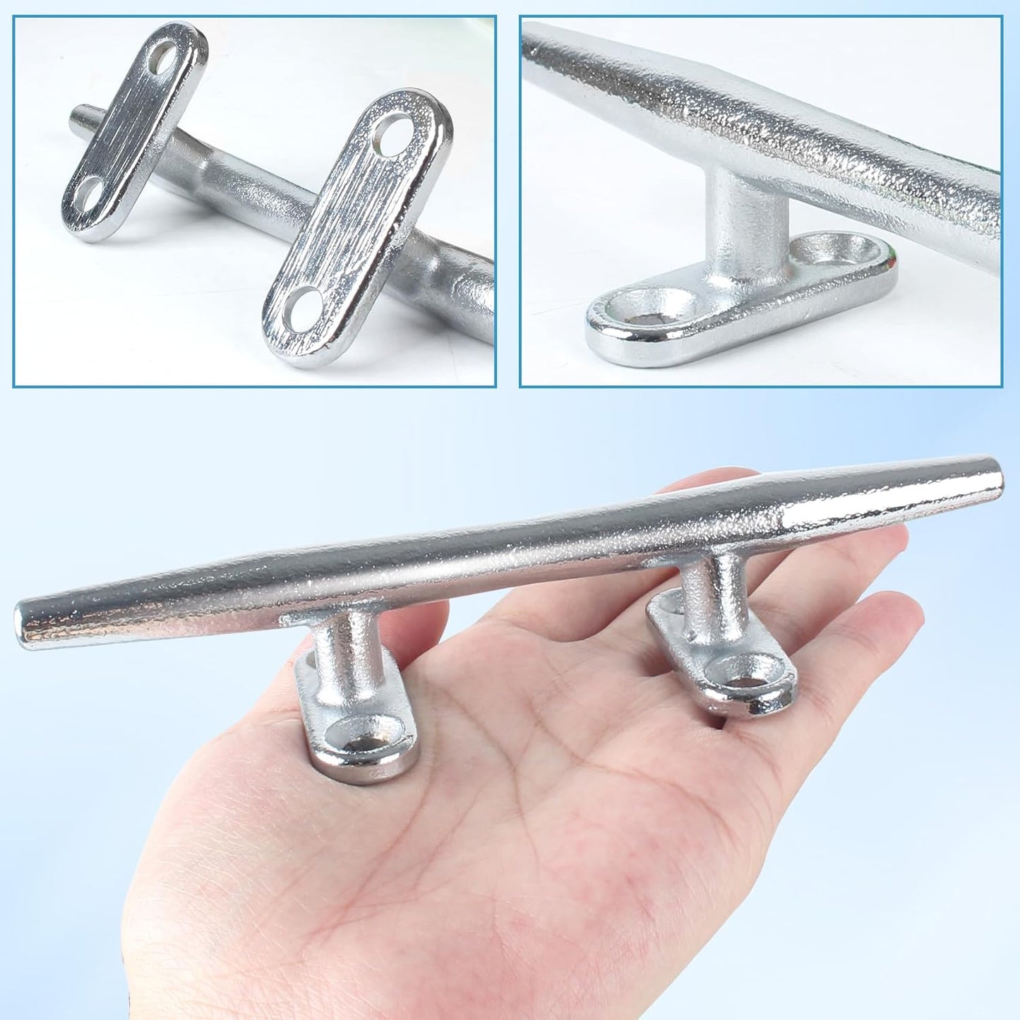Chromium-Plated Boat Cleat, Boat Dock Cleats Open Base, Boat Cleats-Dock Cleat, Dock Cleats with Fasteners, Rope Cleat for Tying up Boats,Marine Decor(2Size,2Pack,4Pack)