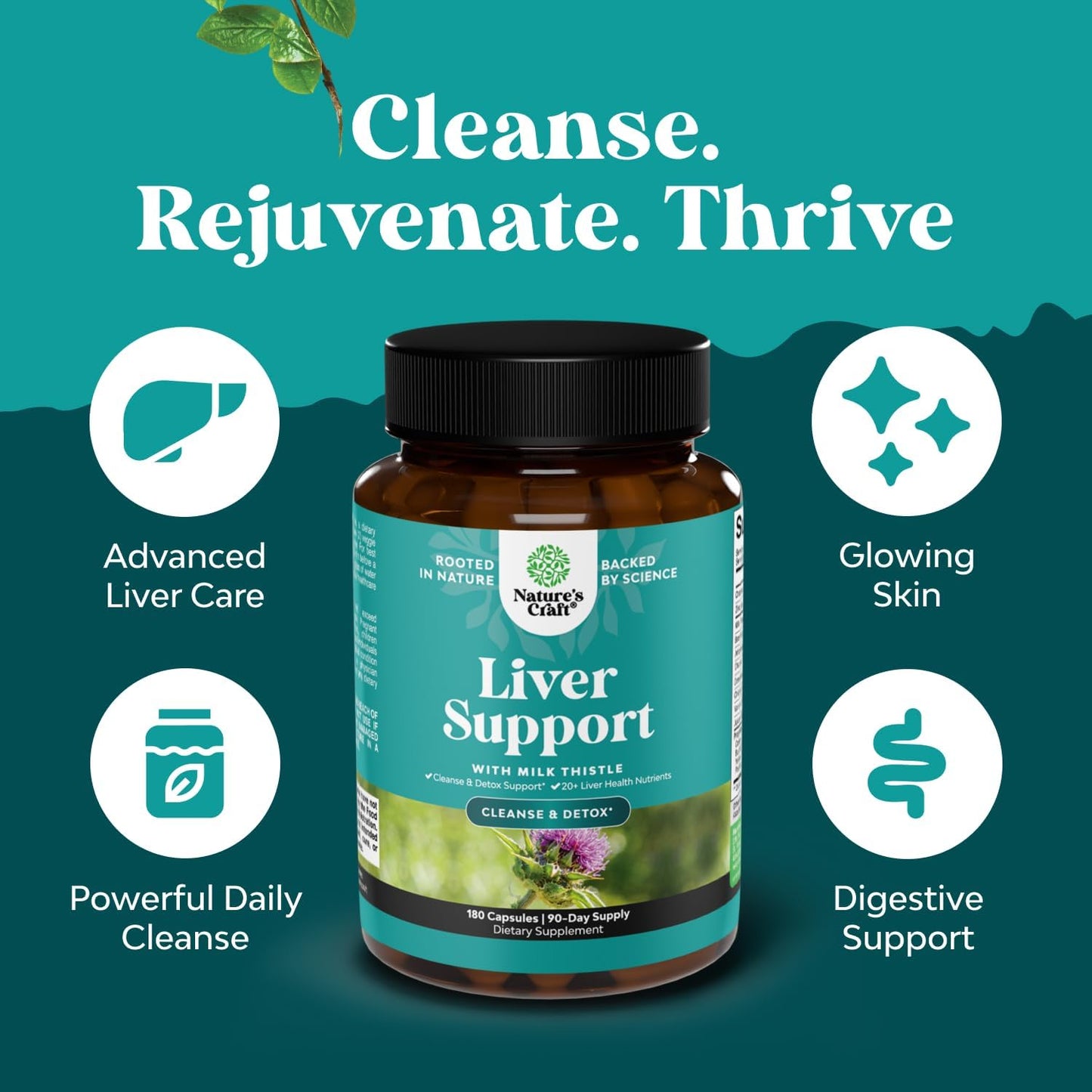 Liver Cleanse Detox & Repair 180 Capsules - Herbal Liver Support Milk Thistle Supplement - Silymarin Milk Thistle Supplements with Dandelion Root, Choline, Beetroot & Artichoke Extract