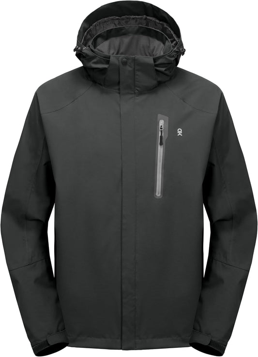 Little Donkey Andy Men's Waterproof Rain Jacket Outdoor Lightweight Hooded Raincoat for Hiking Golf Travel Fishing