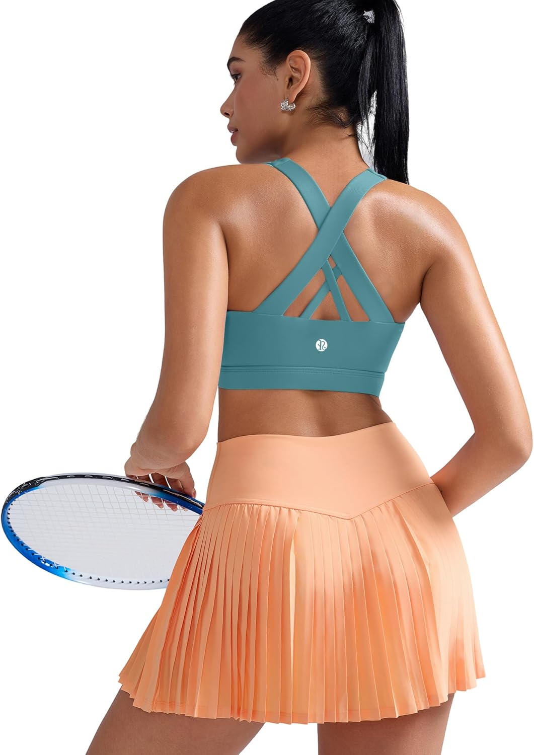 RUNNING GIRL Sports Bra for Women, Criss-Cross Back Padded Strappy Sports Bras Medium Support Yoga Bra with Removable Cups