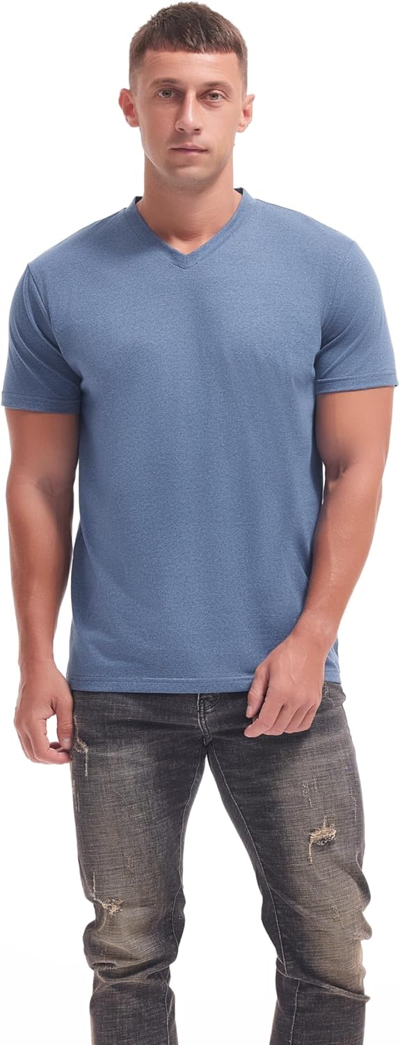 VEIISAR Premium V Neck T Shirts for Men - Modern Fitted Tees Vneck Undershirts