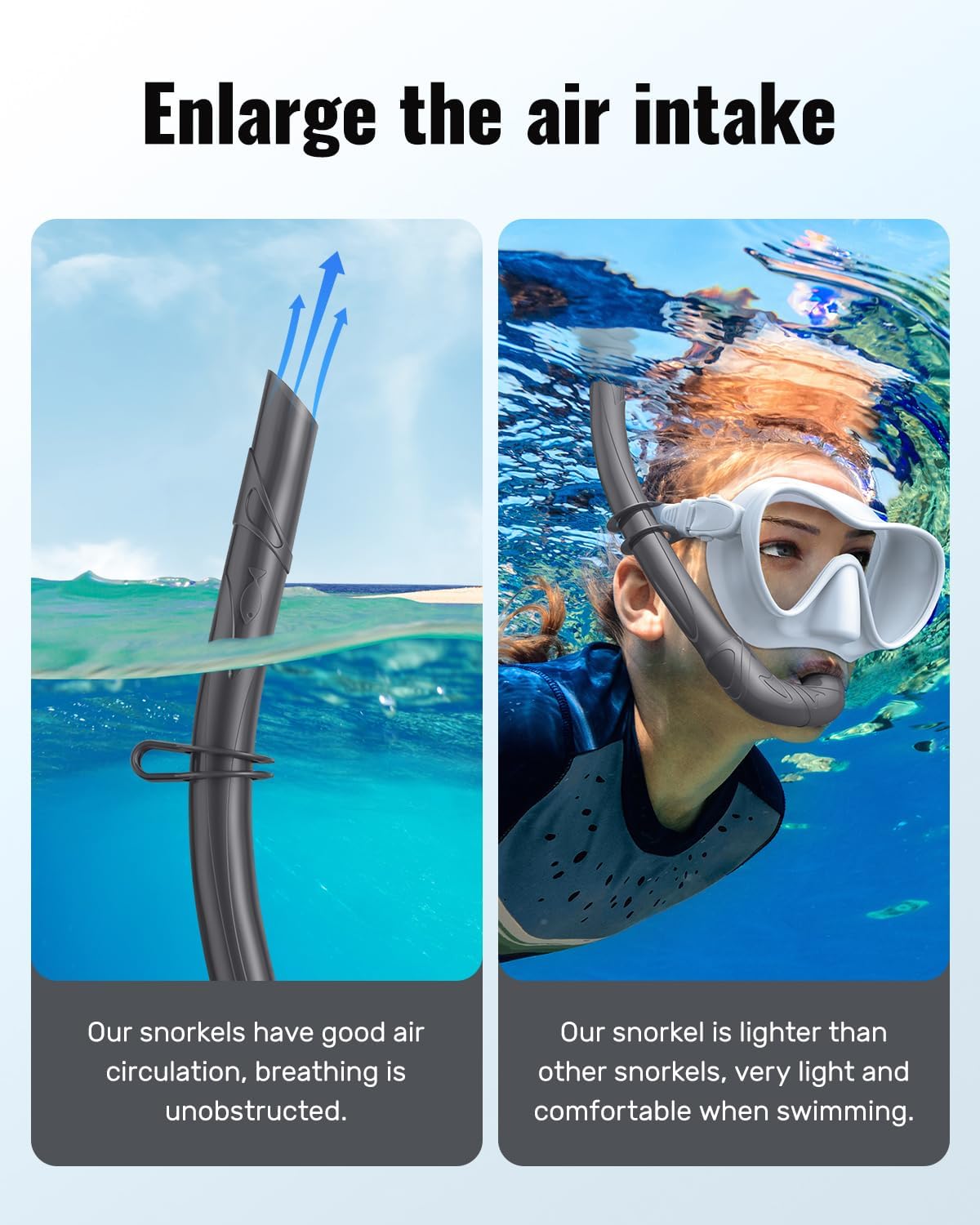 W WSTOO Adults Diving Snorkel Breathing Tube Silicone Flexible Foldable Snorkel Anti-Drop for Freediving Swim Training,Diving and Scuba Diving,Easy to Carry for Travel
