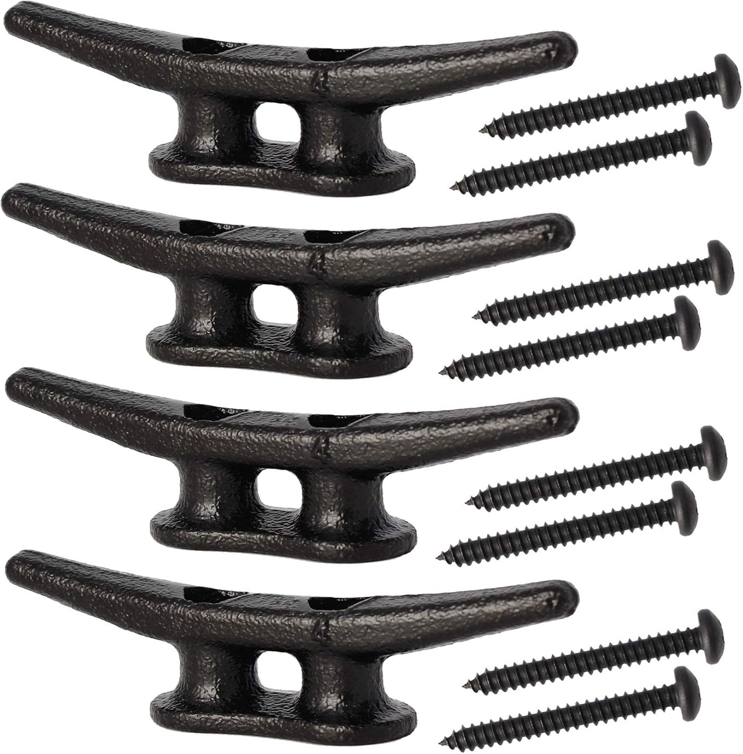 4 inch Dock Cleats 4/6/8/12/16/20/24 Pack,Boat Dock Cleats Rope Cleat Marine Cleats Iron Boat Cleats with Hardware ldeal for Deck,Nautical Decor,Cleats for Boat Dock,Boat Tie Down Cleats