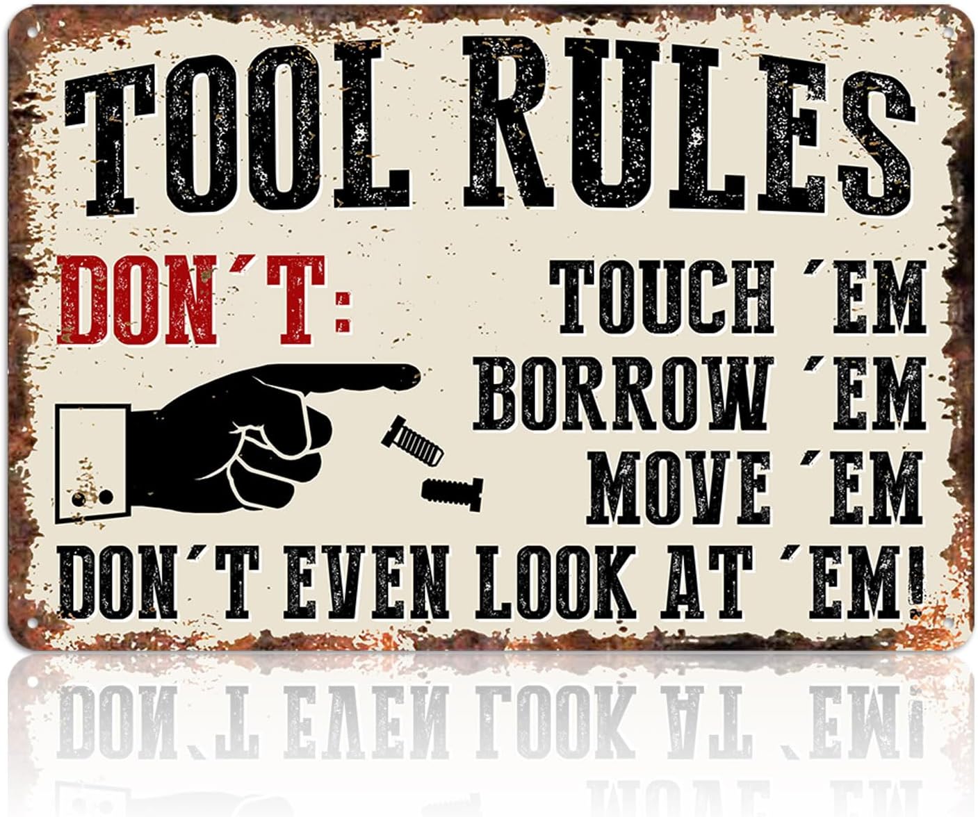 Garage Signs Metal Wall Decor - Vintage Tool Rule Metal Tin Signs for Men, Funny Shop Accessories Bar Decoration for Man Cave 8x12 Inch