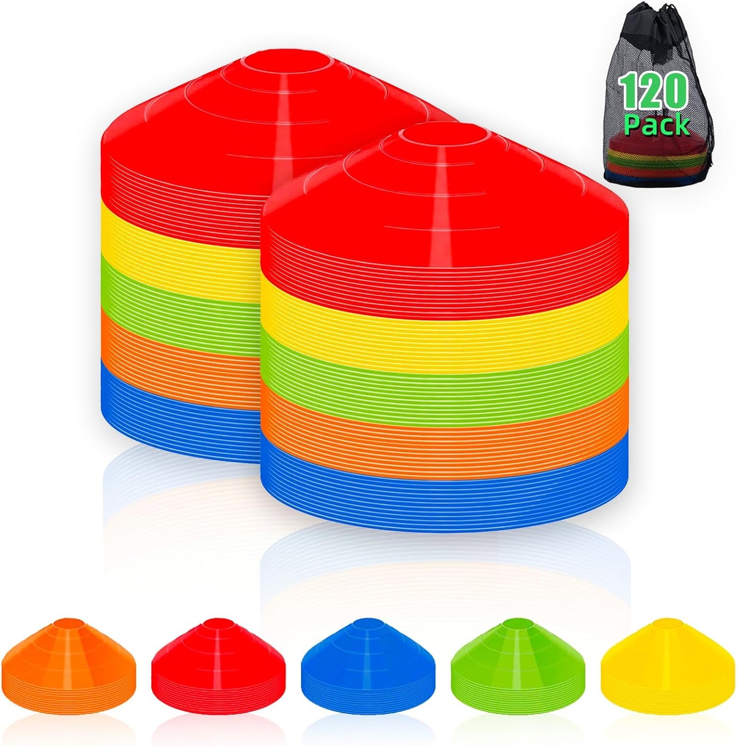 60/120 Pack Agile Soccer Cones with Portable Bags & Brackets,Sports Cones,Cone Sport,Agile Soccer Cones Used for Football Training…