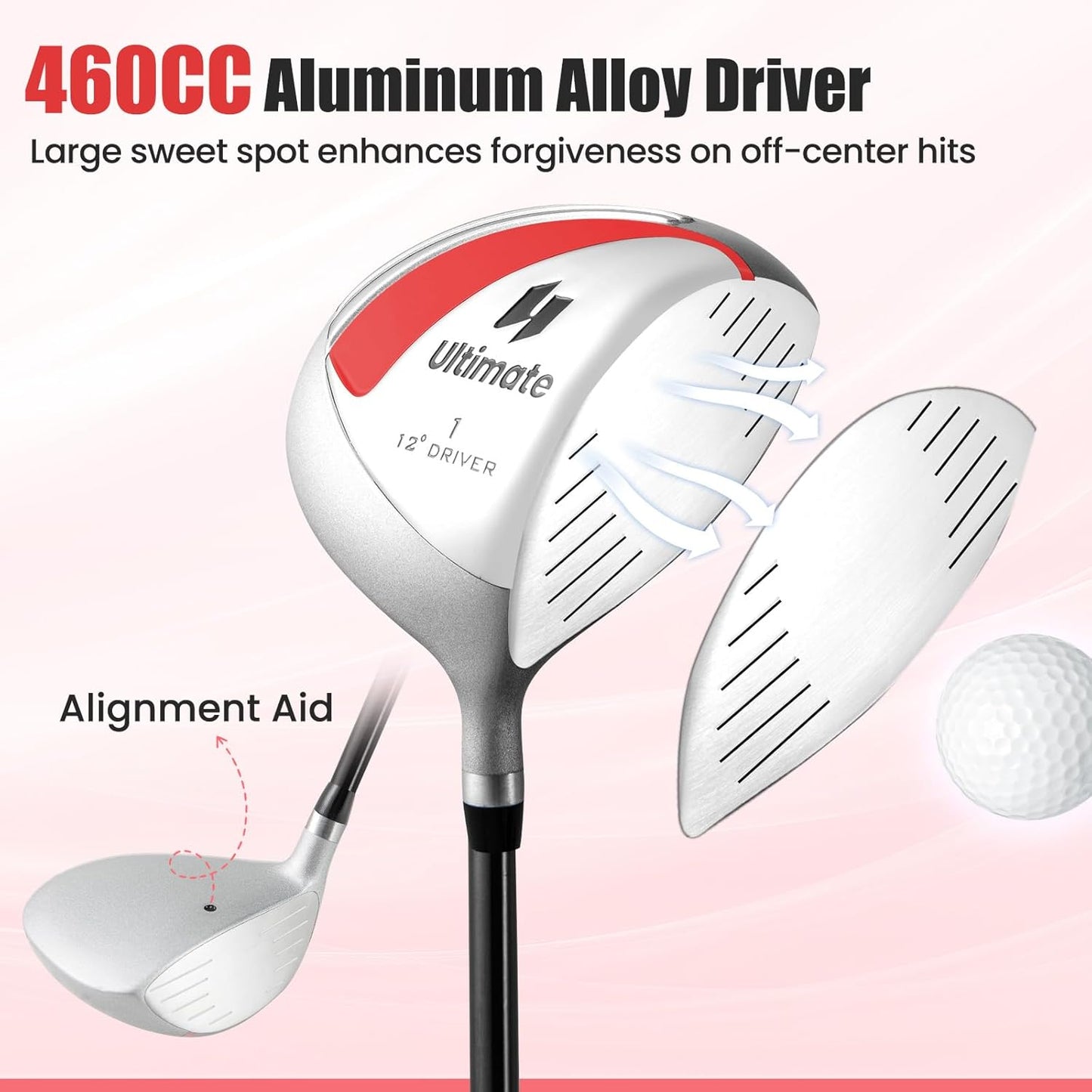 Tangkula 9/10/12 Pieces Women's Complete Golf Clubs Set, Golf Club Package Set with 460CC Driver, Fairway Wood & Hybrid, Irons, Putter, Portable Regular Golf Club Set