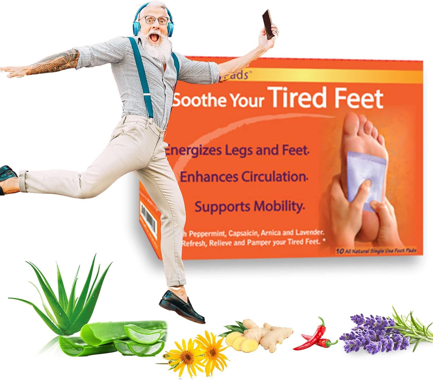 | Mobility Circulation Foot Patches | Made with Lavender, White Tourmaline, Capsaicin | Adhesive Patch Increased Sensation | Relief Pads for Soreness & Pain | Blood Circulation Pads | White