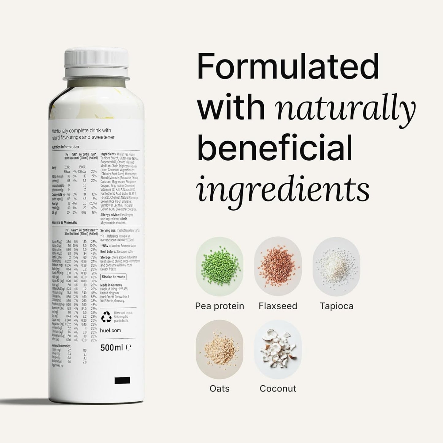 Huel Ready-to-Drink | Vanilla Meal Replacement Drink | High Protein Drink | Nutritionally Complete, Low Sugar, High Fiber, Plant Based, Vegan, Healthy | 20g Protein Per Bottle, 16.9 Fl Oz (12 Pack)