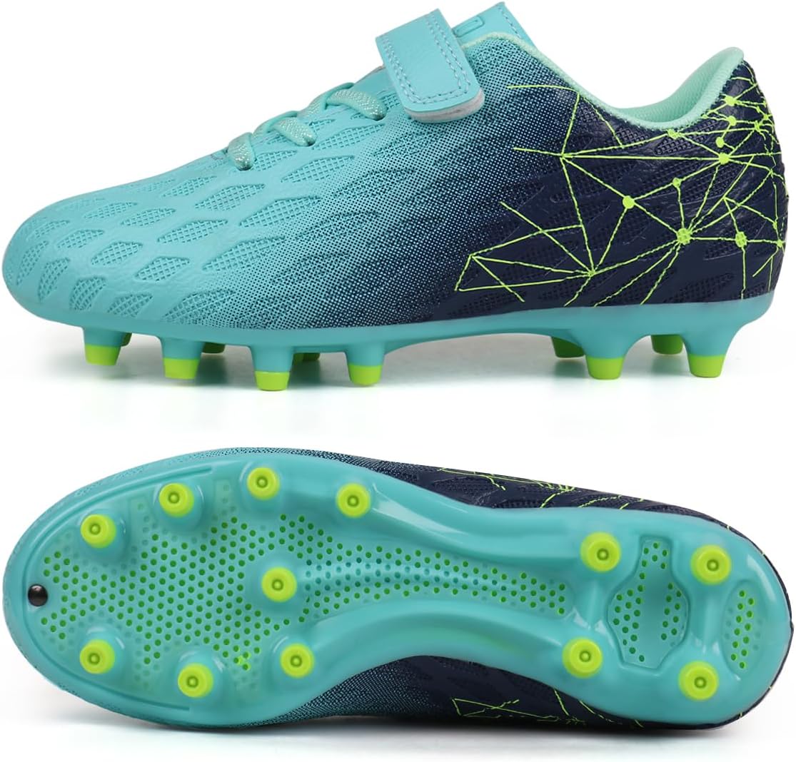 brooman Kids Firm Ground Soccer Cleats Boys Girls Athletic Outdoor Football Shoes