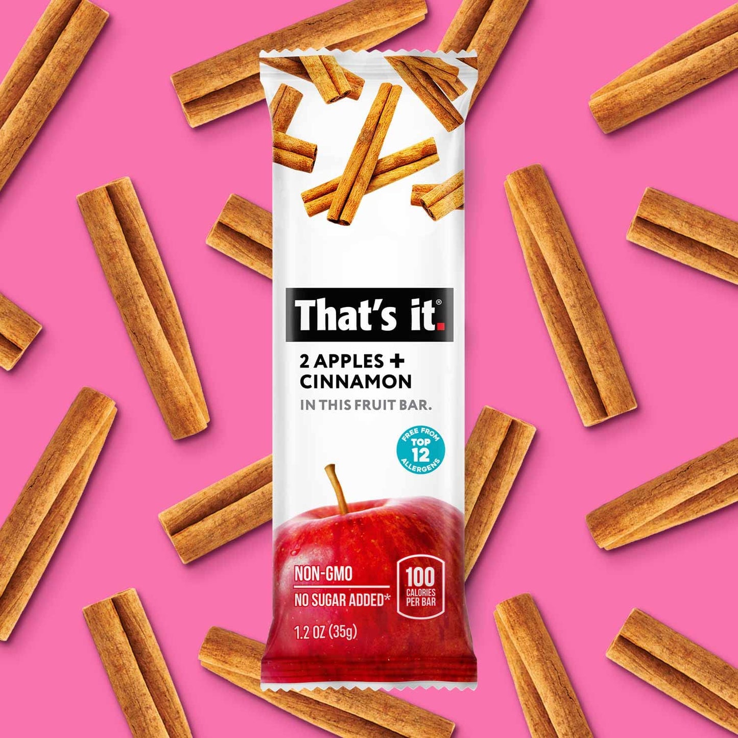 That's it. Apple + Cinnamon 100% Natural Real Fruit Bar, Best High Fiber Vegan, Gluten Free Healthy Snack, Paleo for Children & Adults, Non GMO No Added Sugar, No Preservatives Energy Food (12 Pack)