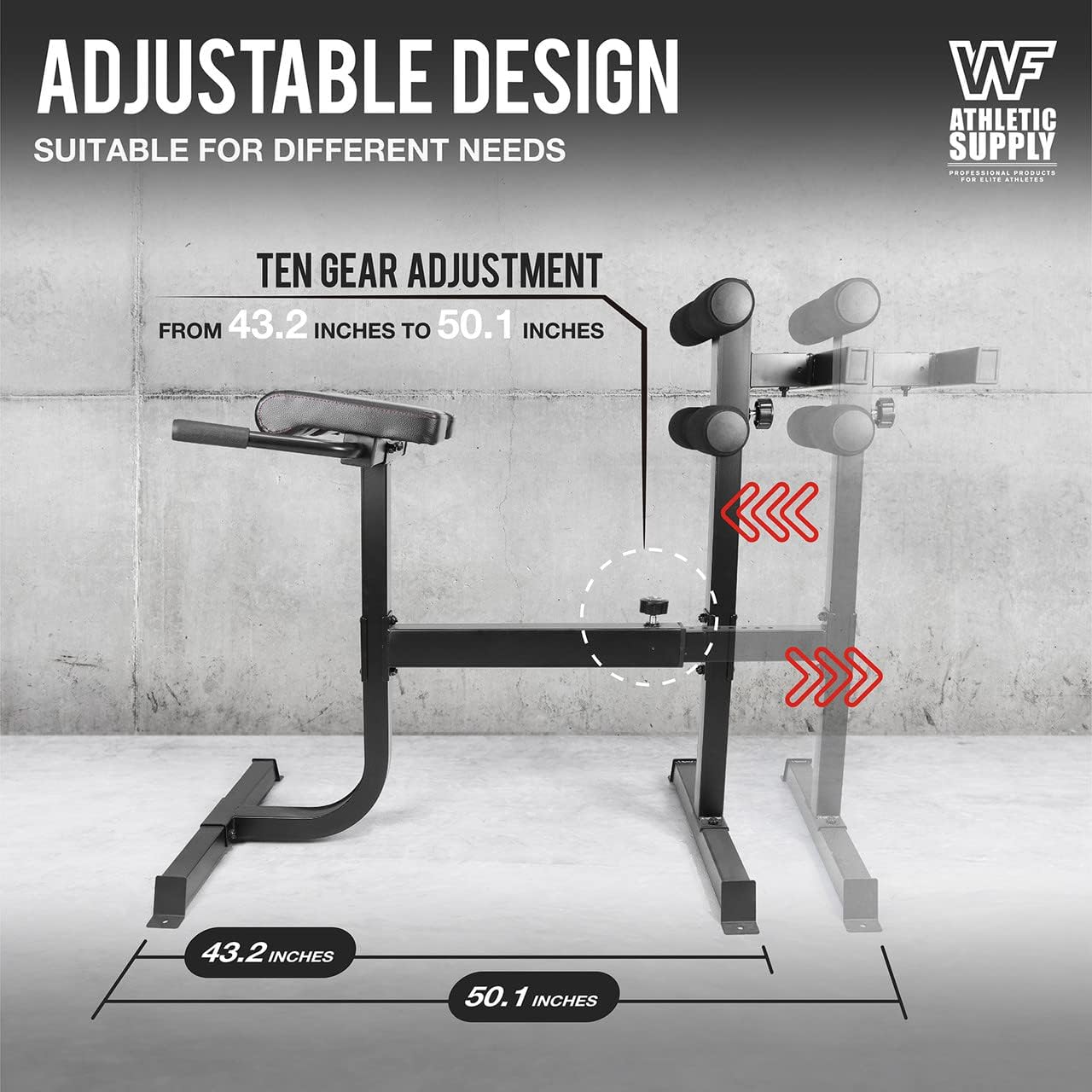 CAPHAUS Adjustable Hyperextension 90 Degree Strength Roman Chair with Handle, Ab Bench Multi-Functional Weight Bench, Muscle Strength Training Fitness Back Machines for Full Body Workout