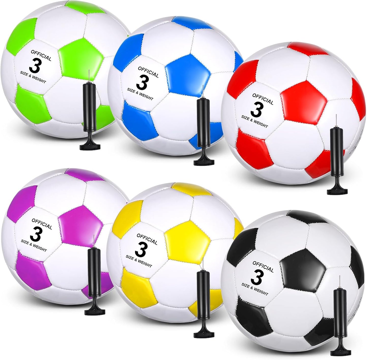 6 Pcs Operation Christmas Soccer Ball Bulk with Pump Needles, Size 3 4 5 Deflated Soccer Ball Gift for Youth Adult Game Training Practice Christian Charity Donation Supplies