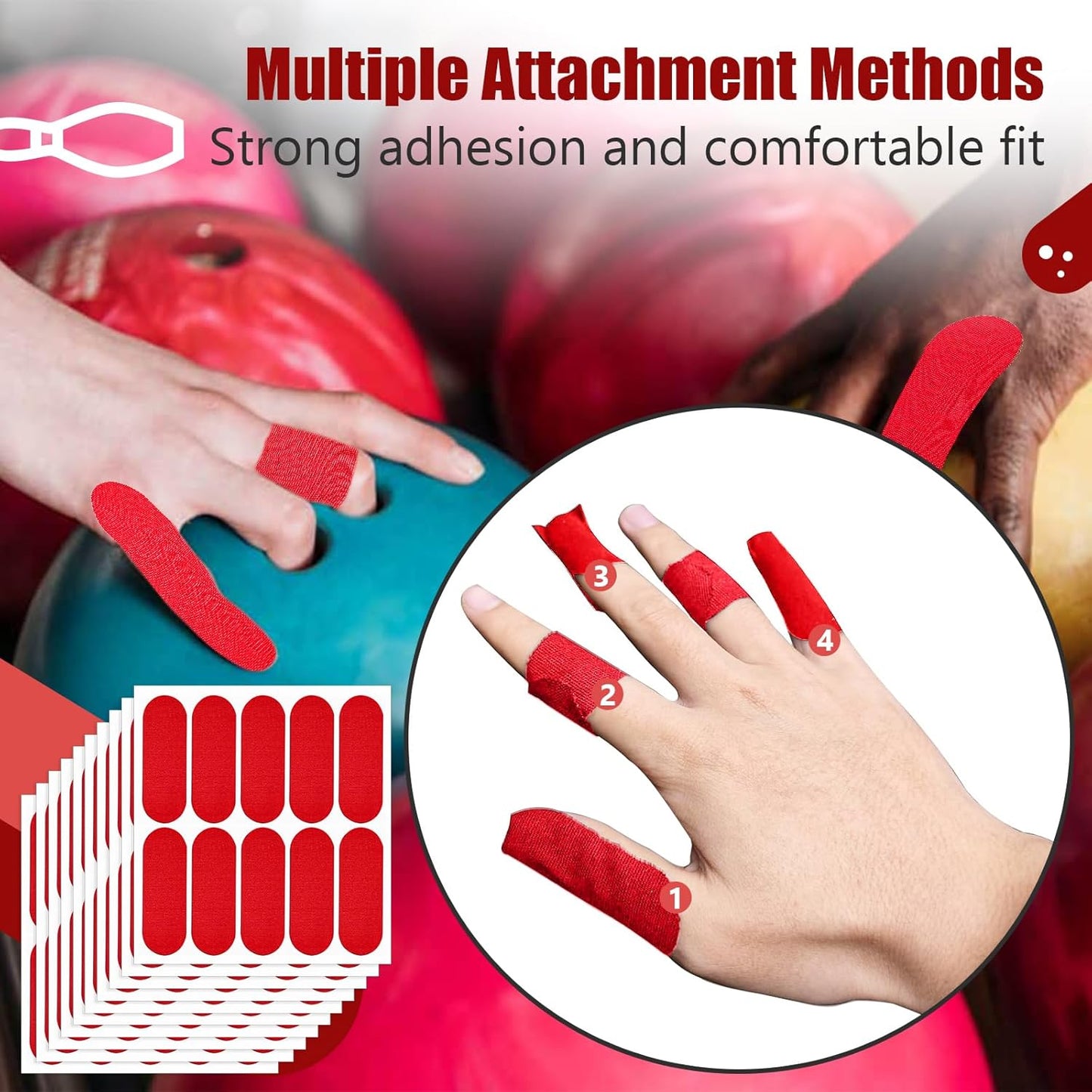 100 PCS Bowling Thumb Tape - Bowling Finger Tape - Thumb Tape Protector for Bowling(Multiple Colors, 1 x 2.8 Inches, Breathable)