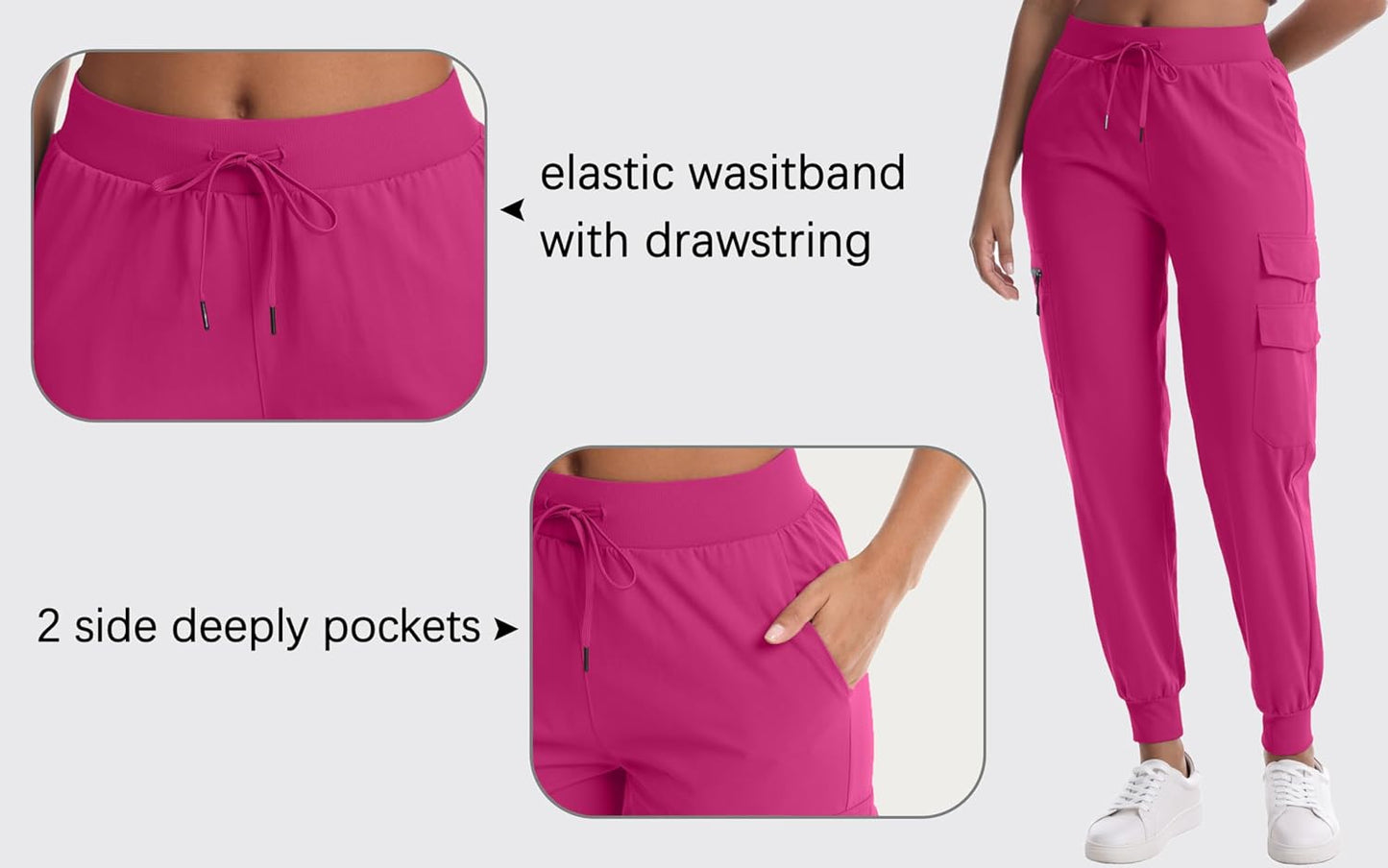 Women's Hiking Pants with Pockets Water Resistant Lightweight Quick Dry Cargo Pants for Travel Outdoor