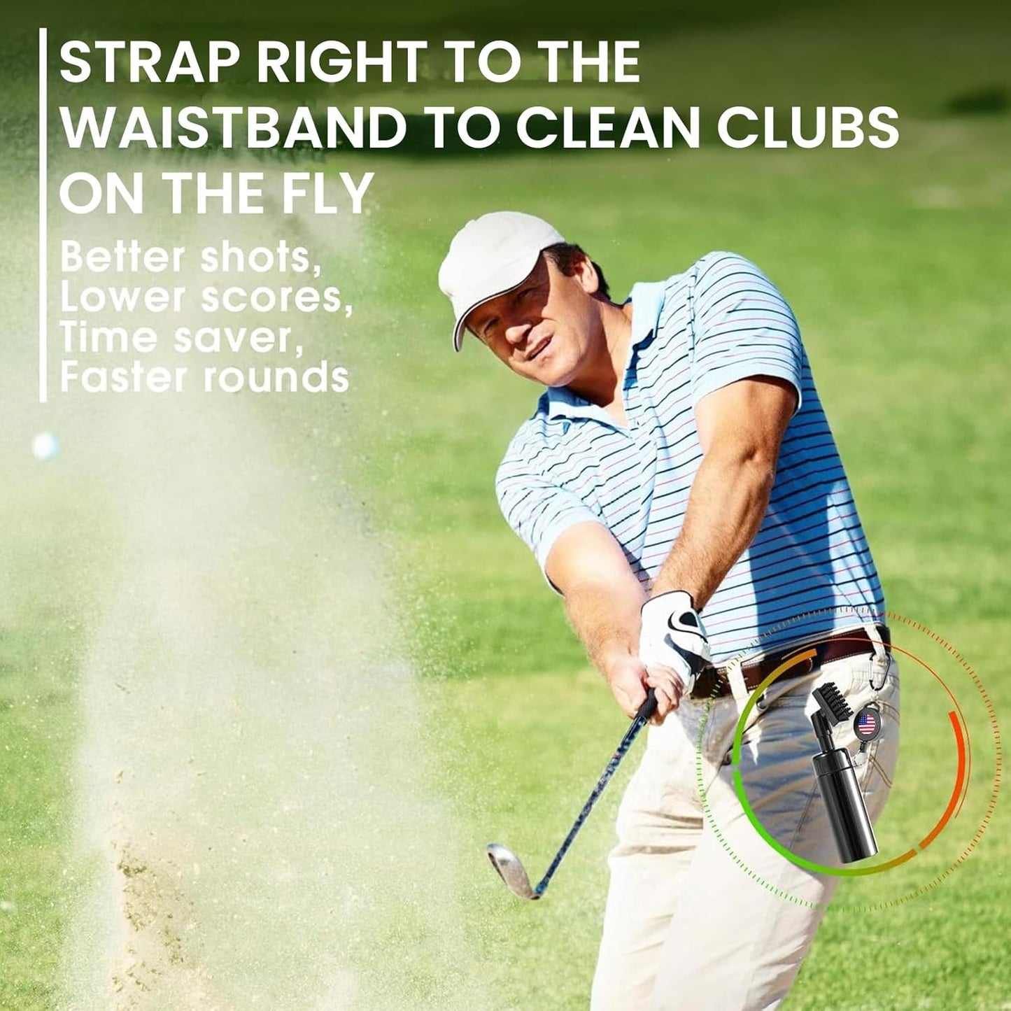 Golf Club Clean Brush Towel Value Set with Strong Magnetic Retractable Carabiner, Squeeze Water Bottle Microfiber Absorbent Towel for Golf Bags Accessory Iron Care Men Women