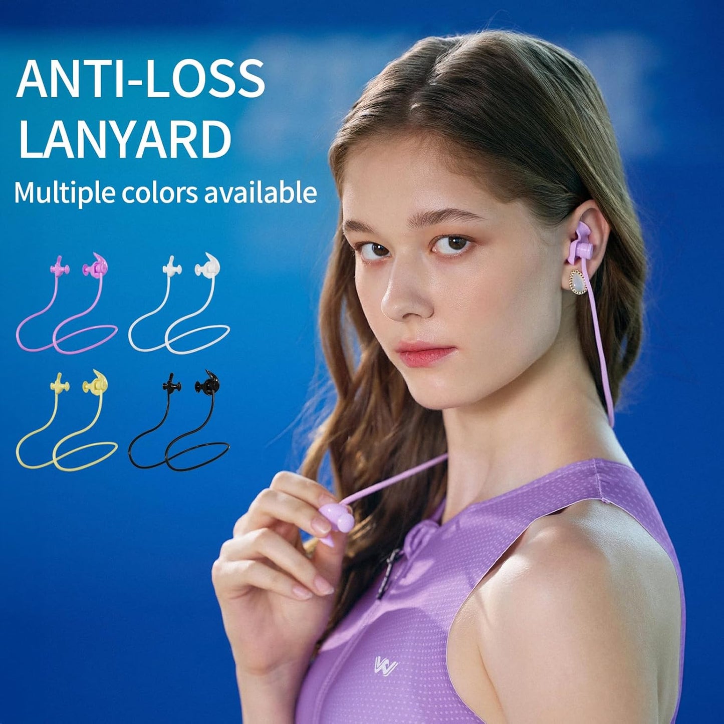 WATERTIME Waterproof Swimming Neckband Ear Plugs for Adults - Reusable Silicone Ear Plugs for Women & Men, Keep Ear Water Out for Swimming, Showering, Water Sports (Pink, One Size)