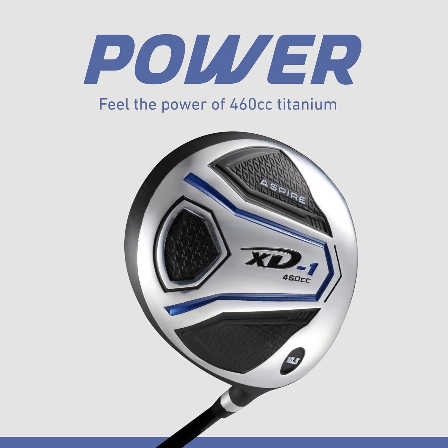 Aspire XD1 Complete Mens Golf Club Set, Includes Titanium Driver, S.S. Fairway, S.S. Hybrid, S.S. 6-PW Irons, Putter, Bag, 3 H/C's, Right & Left Handed Golf Clubs