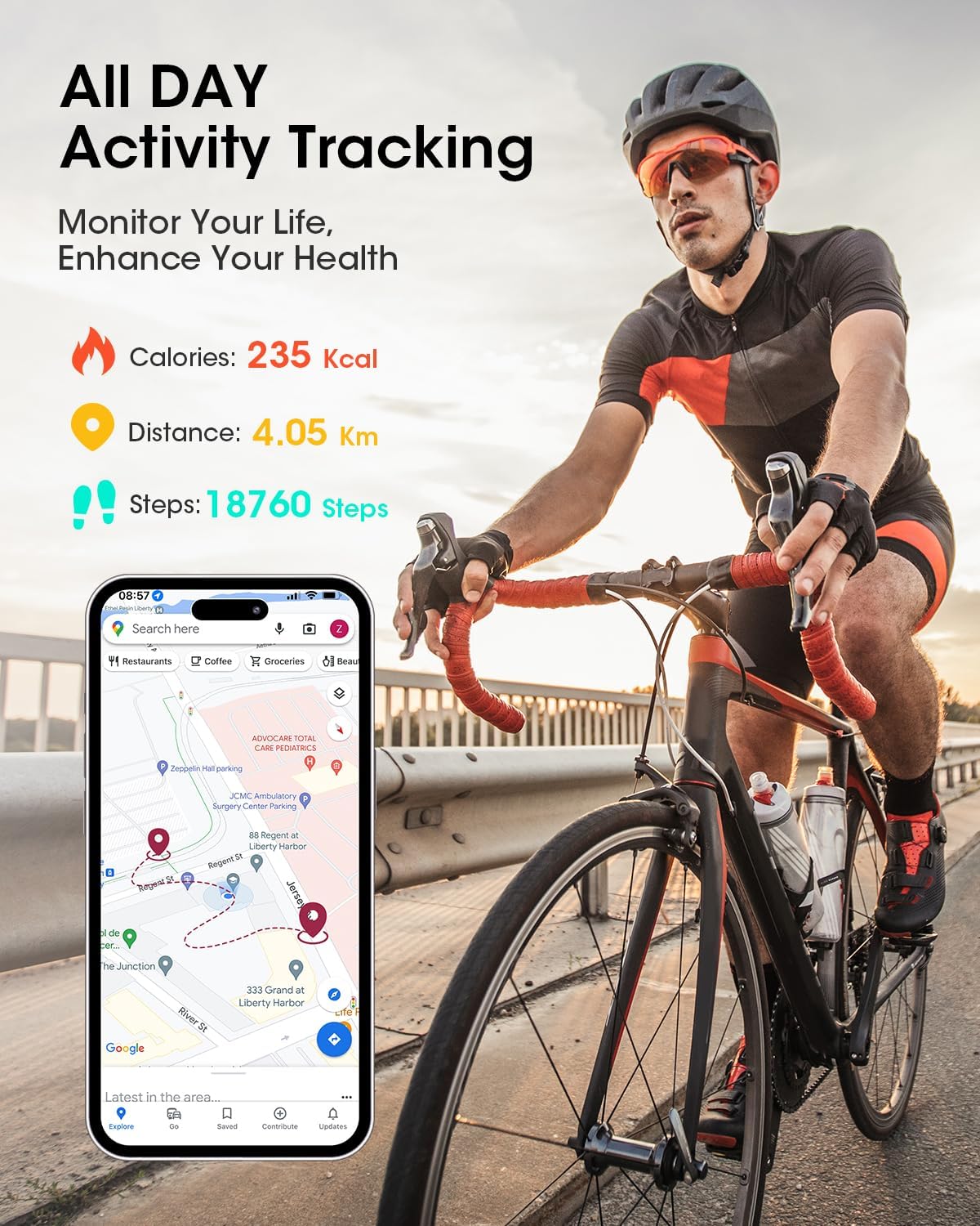 Health Fitness Tracker for Men Women: Smart Watch with 24H Heart Rate Monitor Blood Oxygen Sleep Tracker Calorie Step Counter 5ATM Waterproof Fitness Activity Trackers Compatible with iPhone Android