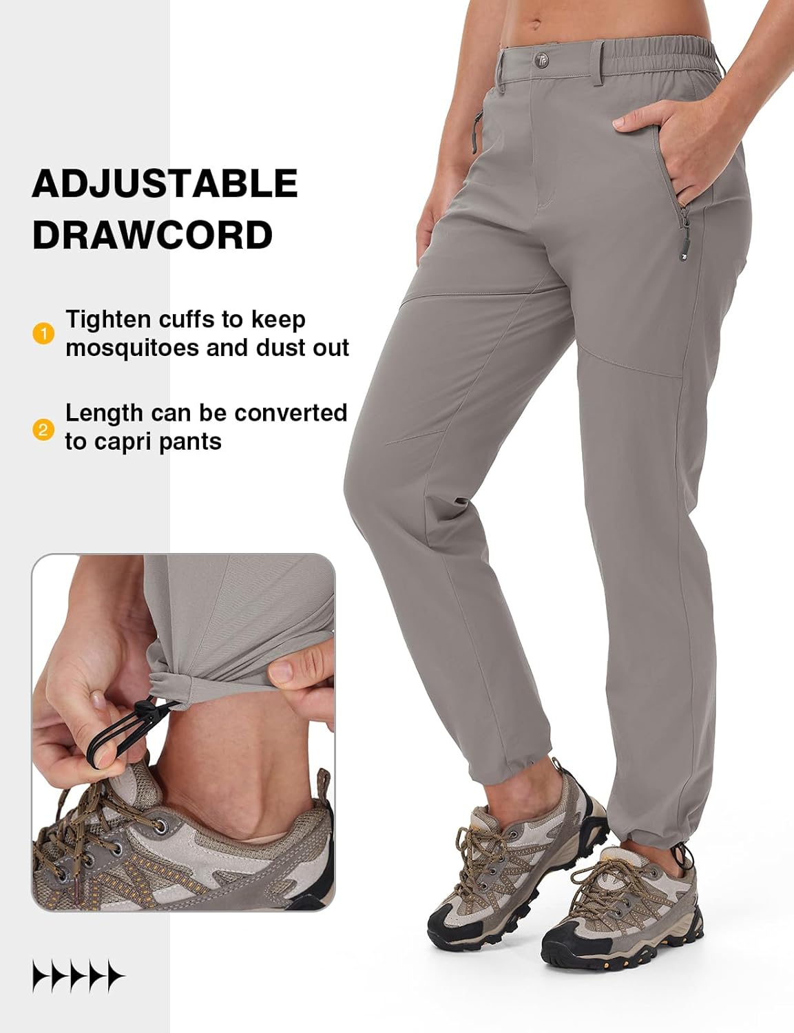 TBMPOY Women's Lightweight Hiking Pants Water Resistant Quick Dry Travel Work Outdoor Fishing Pants Zipper Pockets