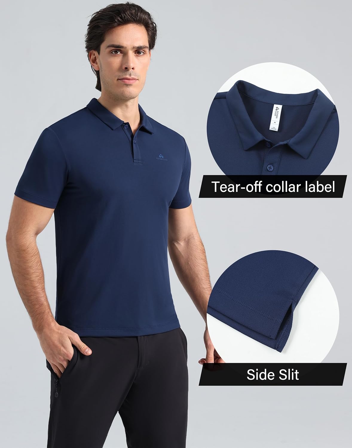 Pioneer Camp Men's Golf Shirt UPF 50+ Quick Dry Polo Shirts Short Sleeve Moisture Wicking Performance Tees Collar Work Shirts