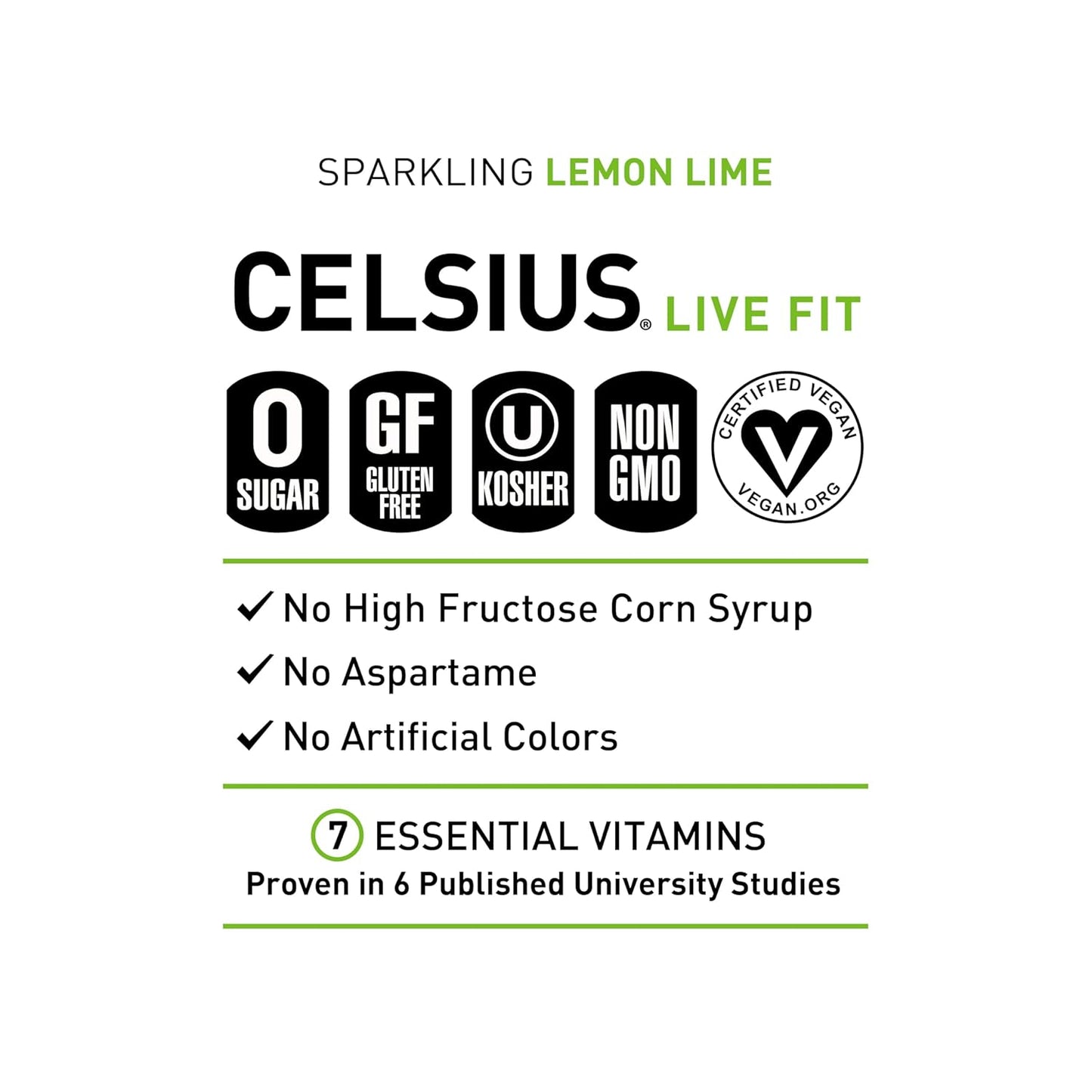 CELSIUS Sparkling Lemon Lime, Sugar Free Energy Drink, 12 Fl Oz (Pack of 12)