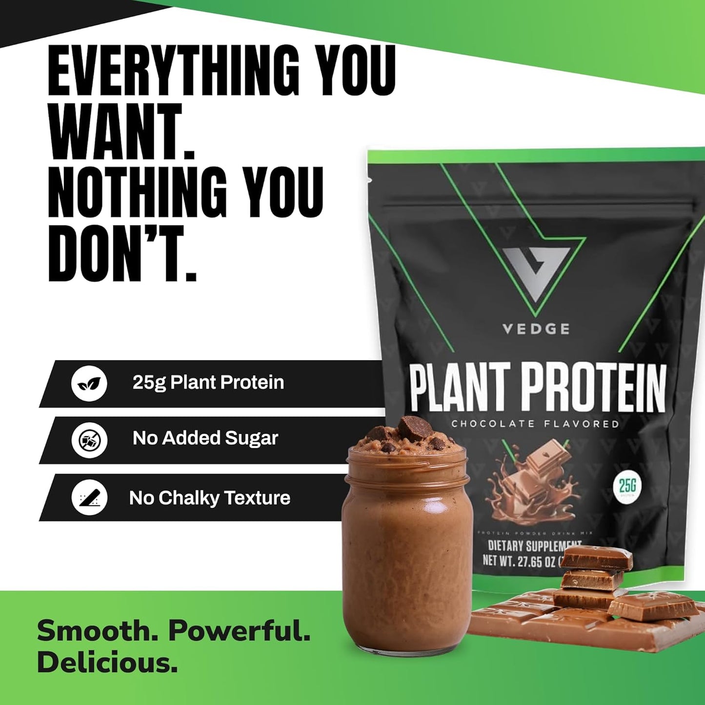 vedge Vegan Protein Powder - Plant Protein Powder with Pea, Pumpkin & Sunflower - USDA Organic, Amino Acids, Dairy Free, Gluten Free, Soy Free, Keto, Non GMO, Smooth Texture - Chocolate - 20 Servings