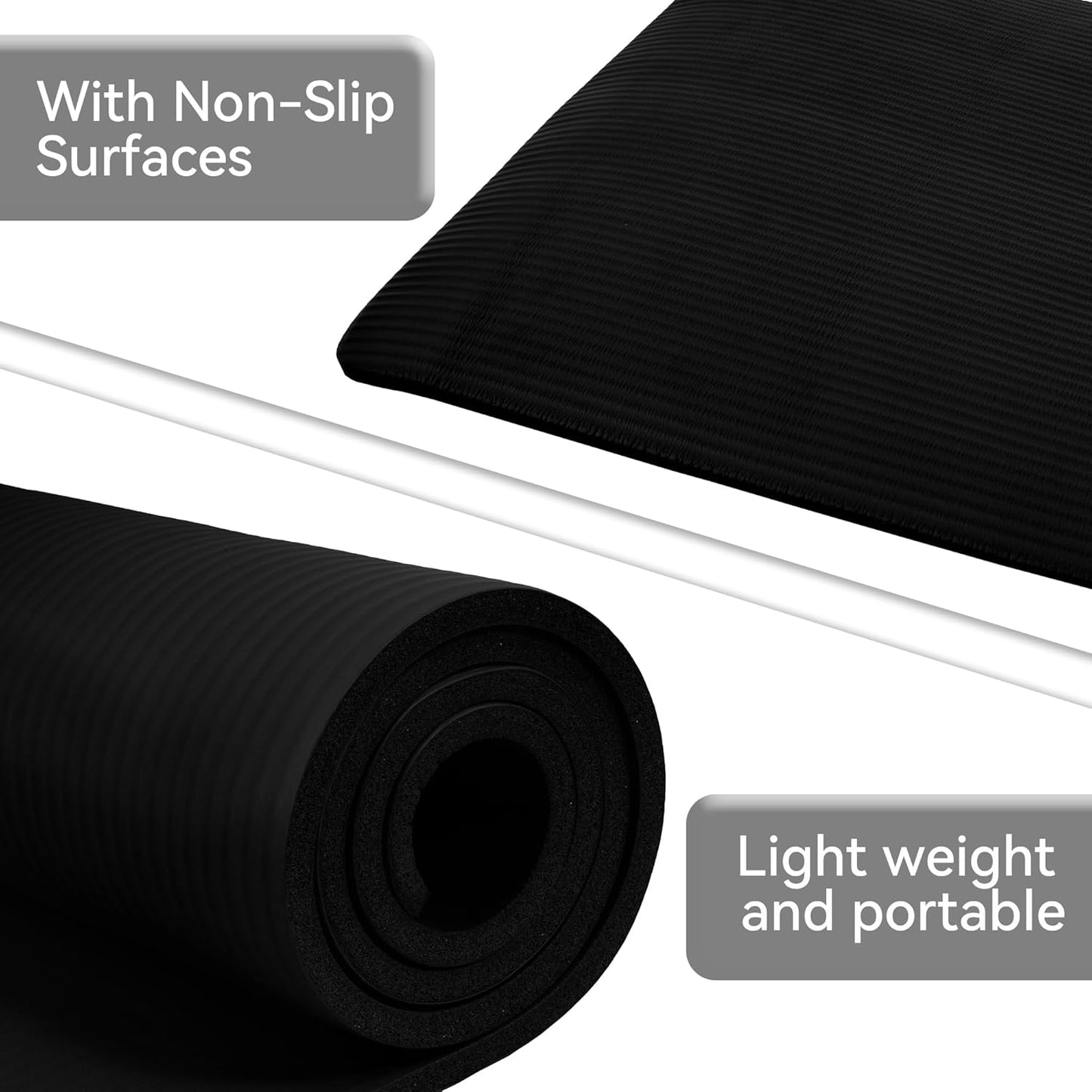 Yoga Mat, 1/2-Inch Extra Thick High Density Exercise Mat, Anti-Tear Exercise Yoga Mat with Carrying Strap, Suitable for Various Yoga Exercises