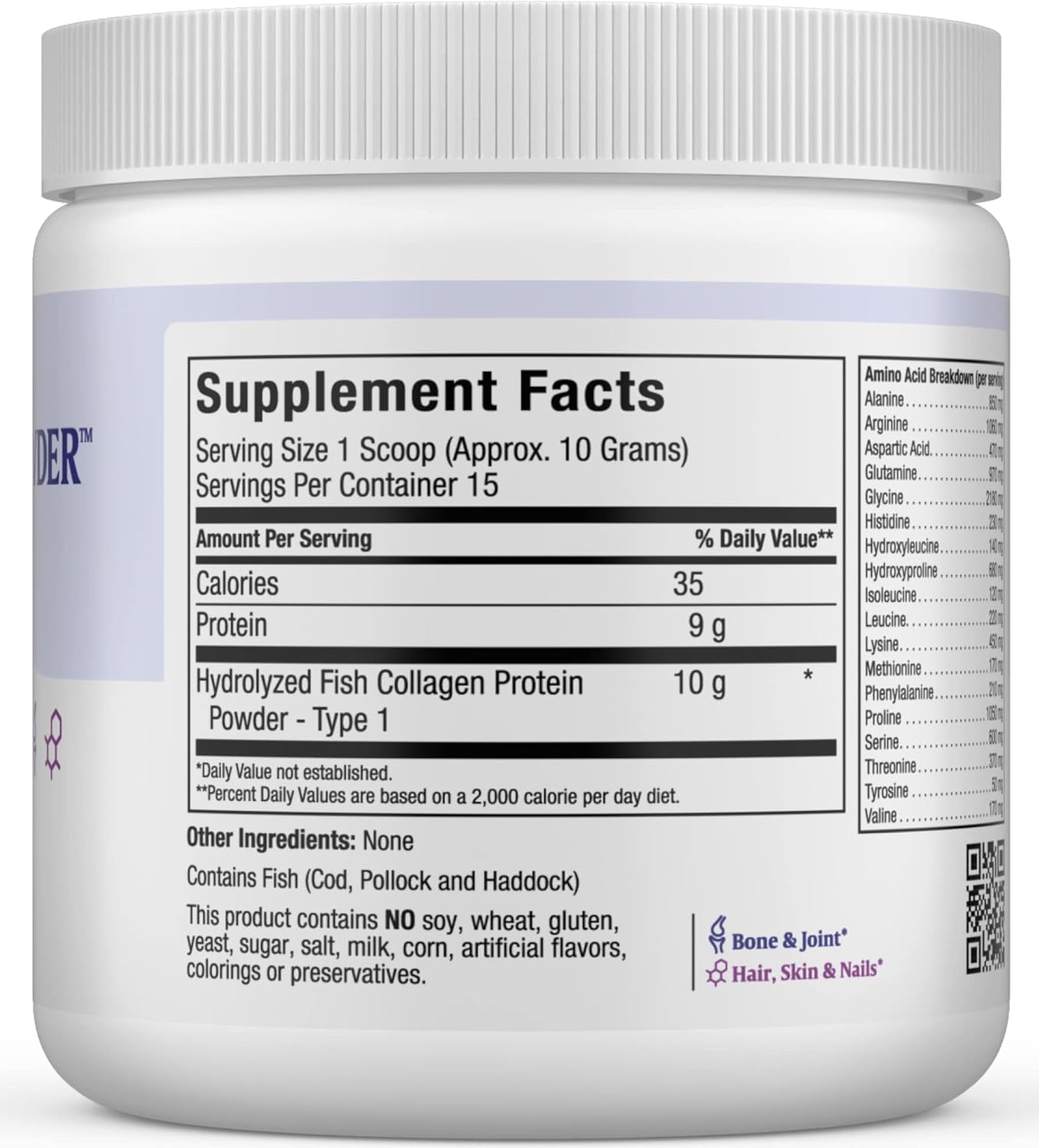 Maxi Health Collagen Peptides Powder – Type I Unflavored Marine Powder Collagen for Women & Men - Wild-Caught Protein Supplement for Joints, Skin, Hair & NailNails (5.46 oz)