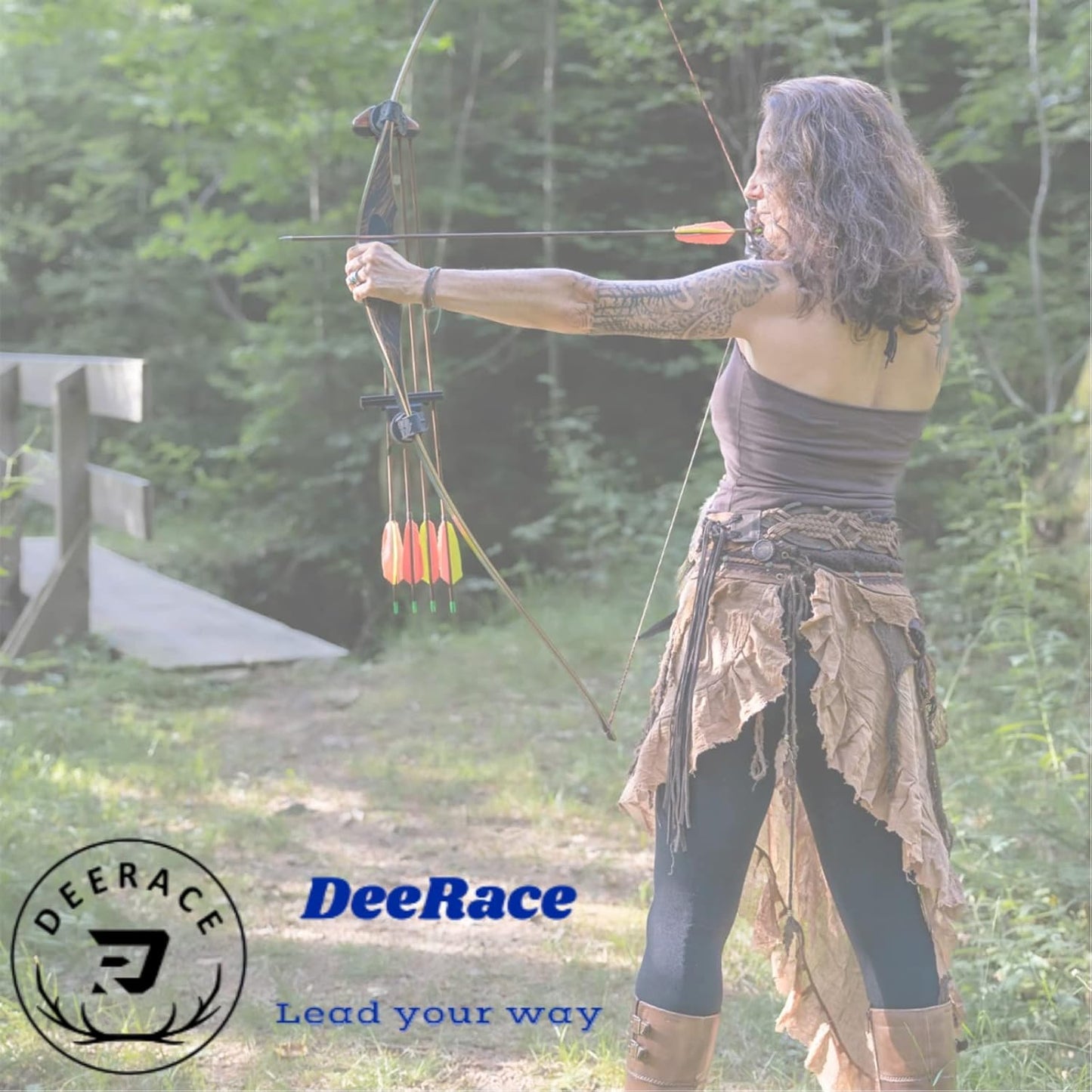 DEERACE Takedown Recurve Bow and Arrow Set 62" Classic Traditional Wooden Bow for Adults Youth Beginner Hunting Targeting Archery