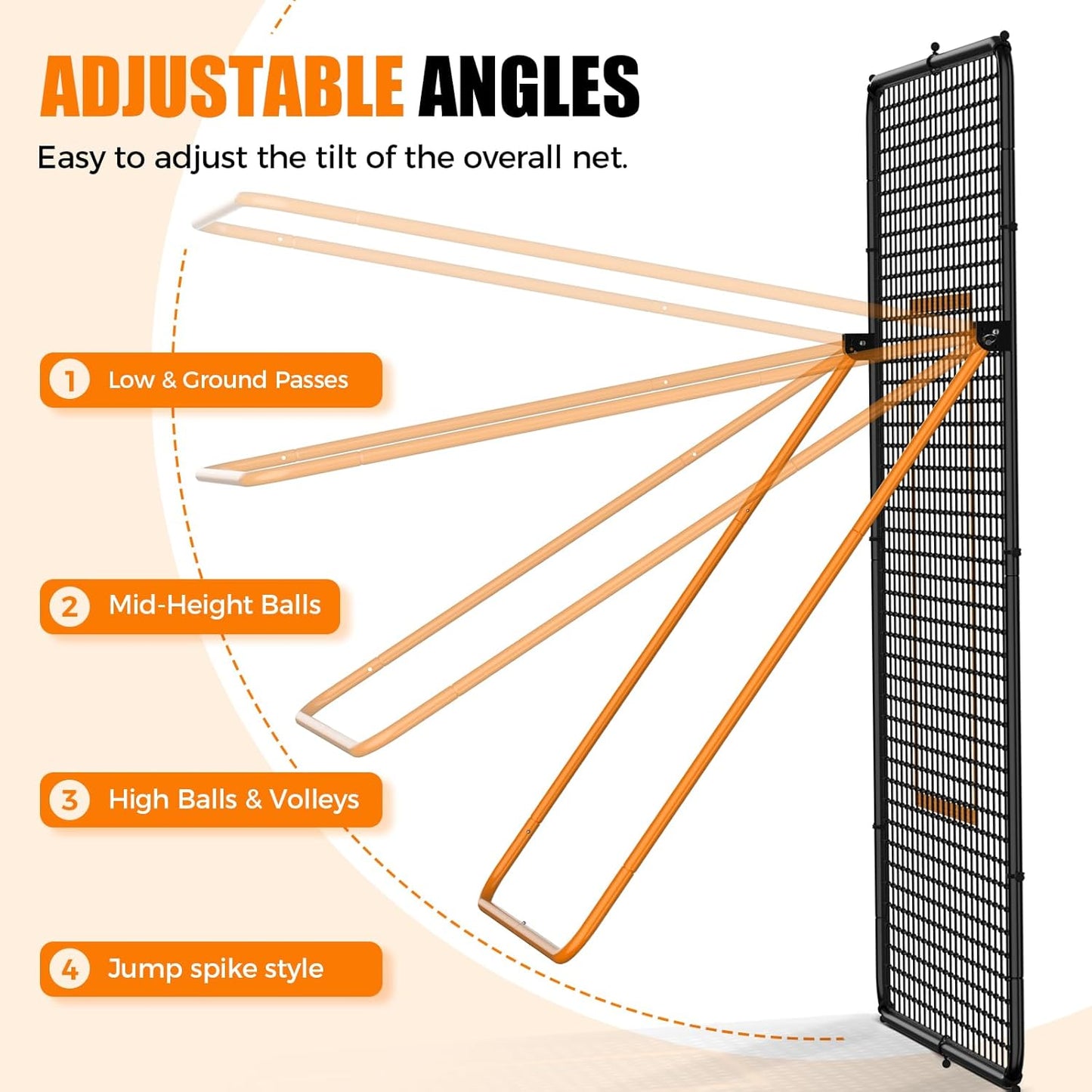 Volleyball Rebounder Net，Portable 7x4 ft Training Equipment for Spike and Smash Practice - 5 Rebound Angles Custom Target Area for Volleyball Sports Training