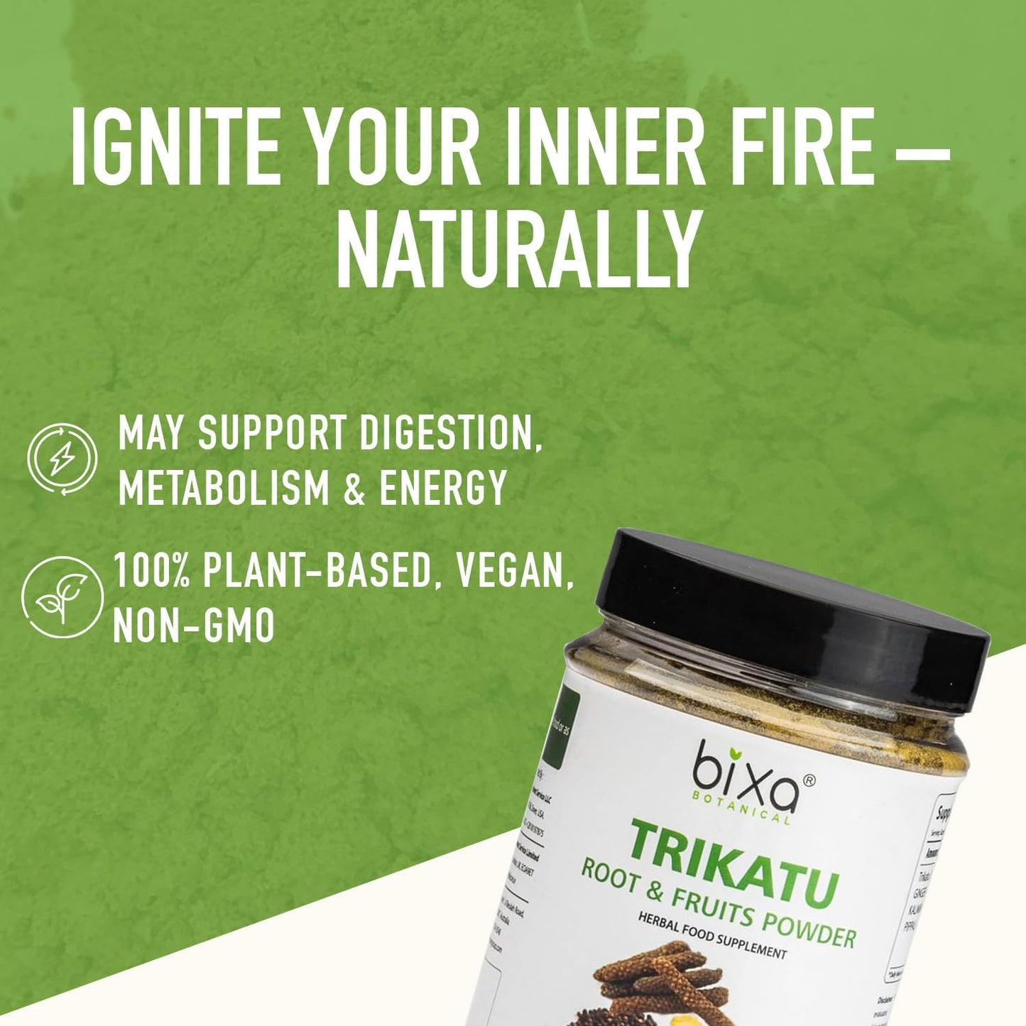 bixa BOTANICAL Trikatu Powder ǀ 200 Grams / 7 OZ | Ayurvedic Herbal Supplement for Heartburn, Digestive Support, Overeating | Gluten Free, Non-GMO, Steam Treated, Vegan, 100% Pure.