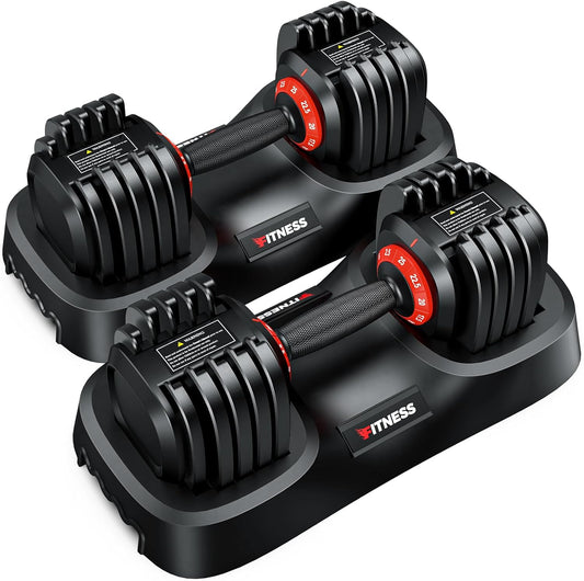 XDDIAS Adjustable Dumbbell Set of 2-25LB/55LB Set-1Sec Adjustable Dumbbell Weights-5 in 1 Free Weights Dumbbells Set with Effortless Tray/No-Slip Handle-Compact Size for Women/Men at Home Gym