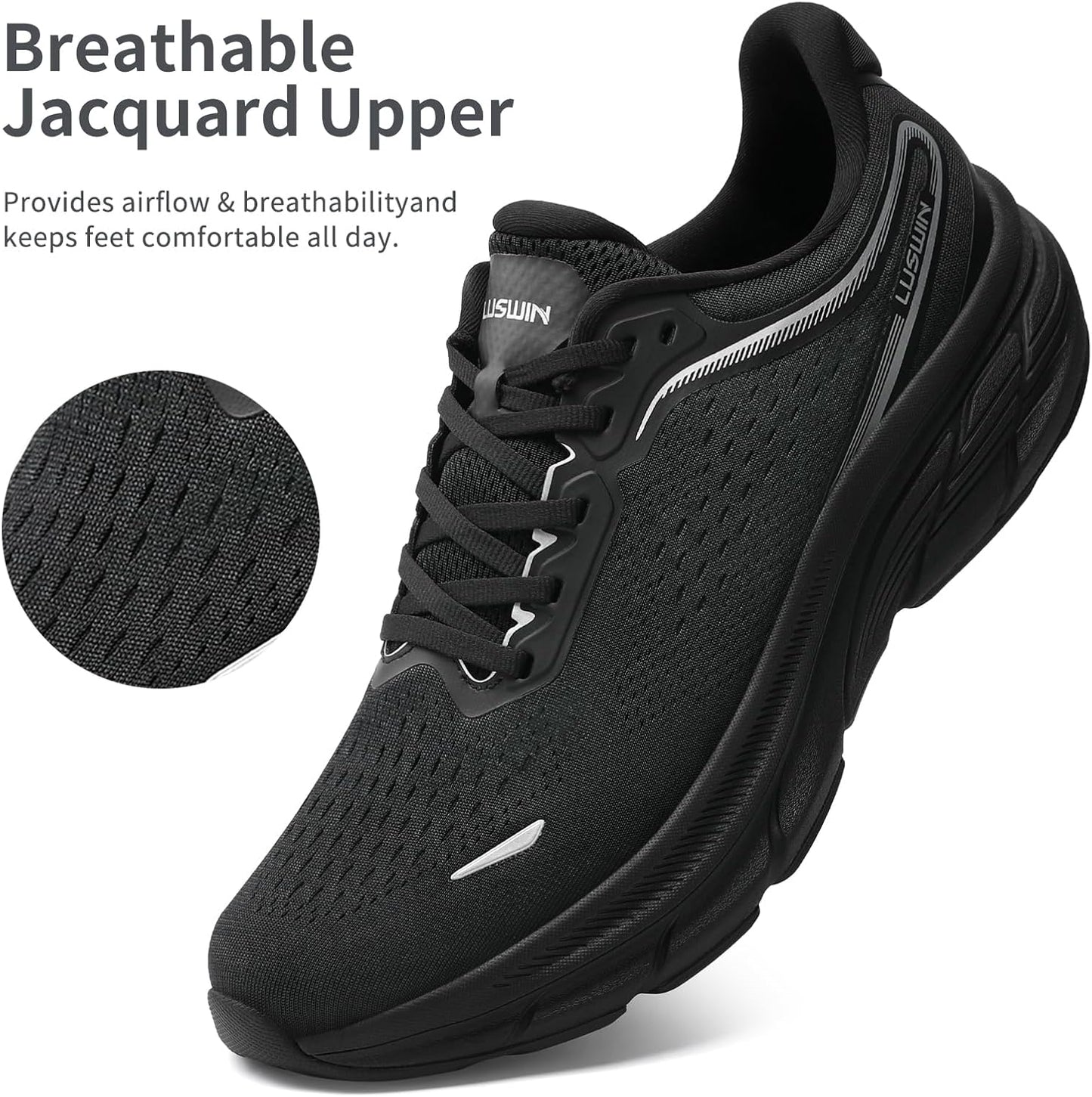 Men's Walking Shoes Lightweight Breathable Cushioning Running Shoes Athletic Tennis Workout Gym Non Slip Comfortable Fashion Sneakers