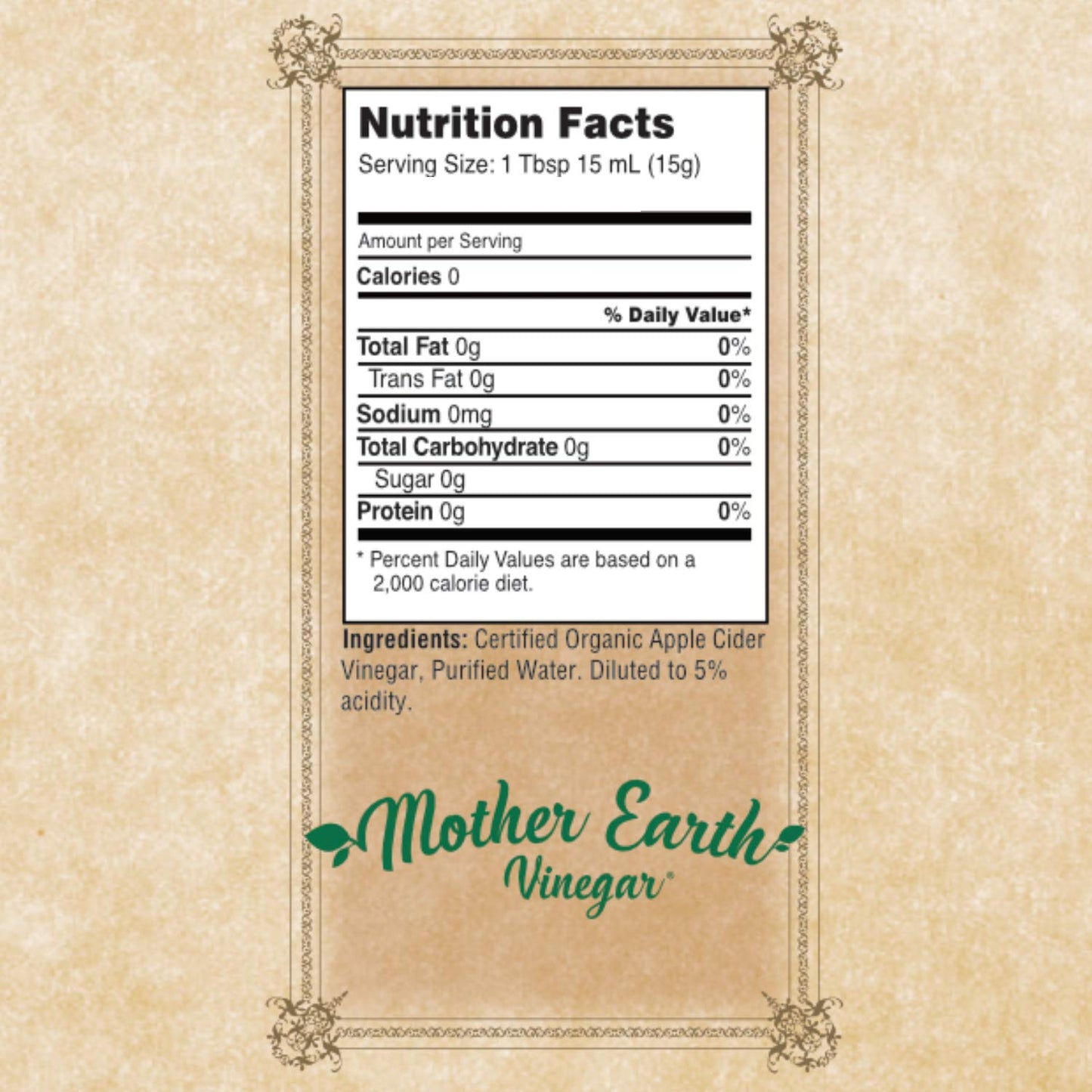 Mother Earth, Organic Apple Cider Vinegar with The Mother, Fresh Pressed Organic Apples, OACV, ACV, Raw, Unpasteurized, Unfiltered (1/32oz Glass Bottle)