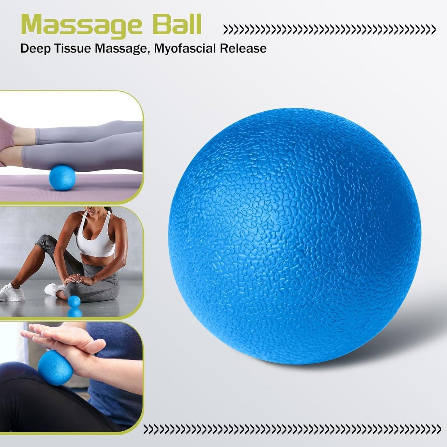 5-in-1 Foam Roller Set, Massage Roller Stick, Massage Ball, Resistance Band for Deep Muscle Massage, Trigger Point Release, Pilates, Yoga (Blue)