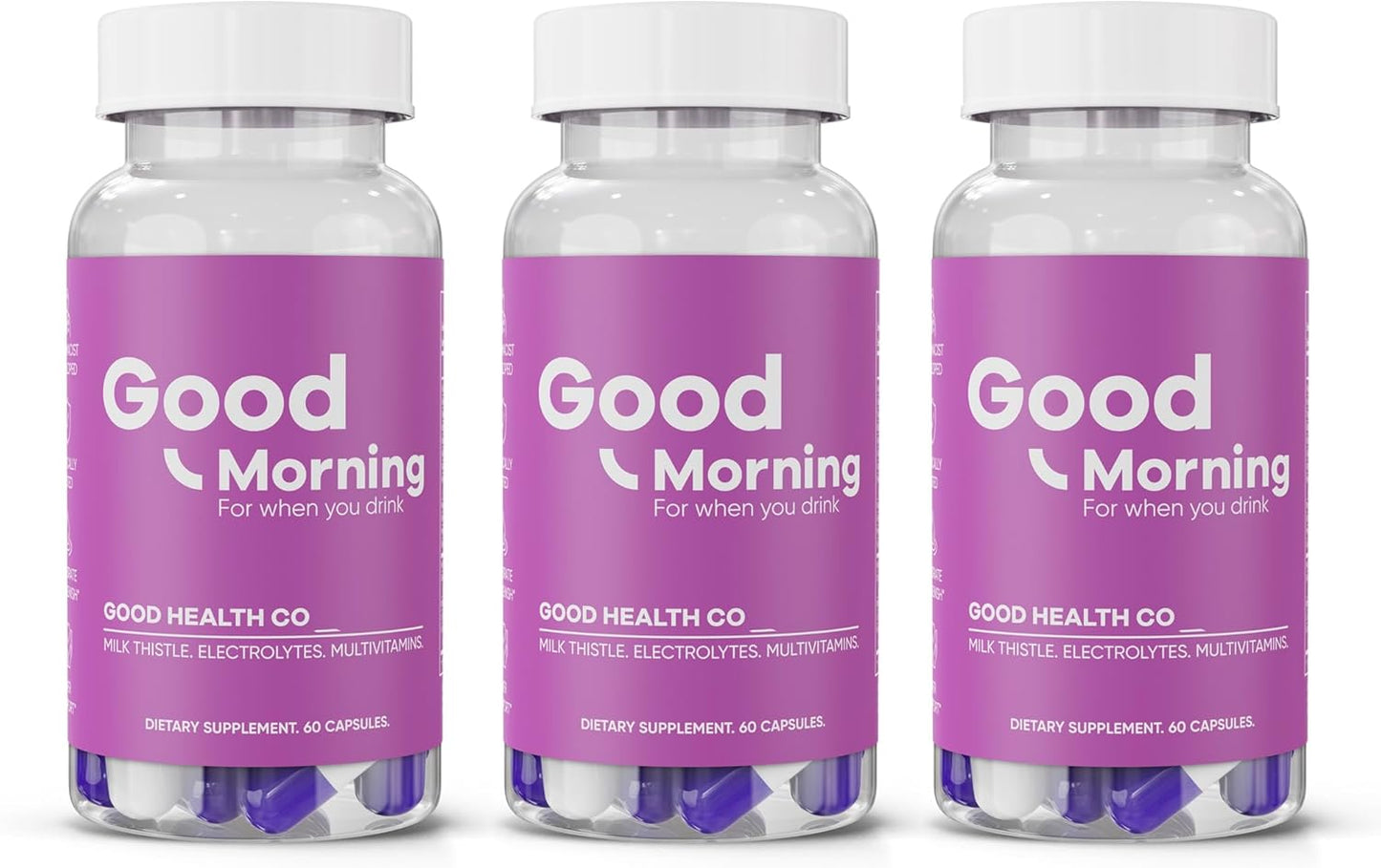 Good Morning Hangover Pills [3-Pack Kit] | Drinking Relief + Liver Support with Milk Thistle + DHM. Prevent Dehydration with Electrolytes for Better Mornings.