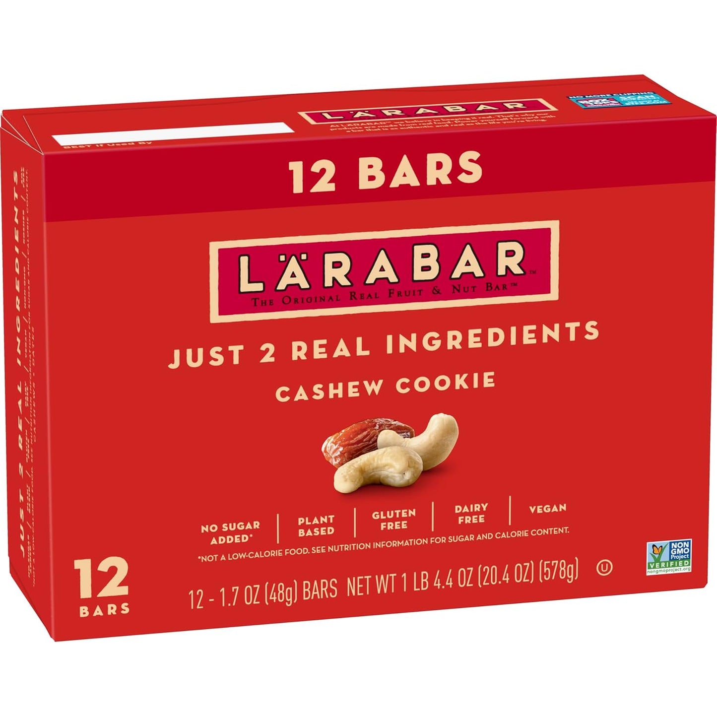 Larabar Cashew Cookie, Gluten Free Vegan Fruit & Nut Bars, 1.7 oz, 12 ct
