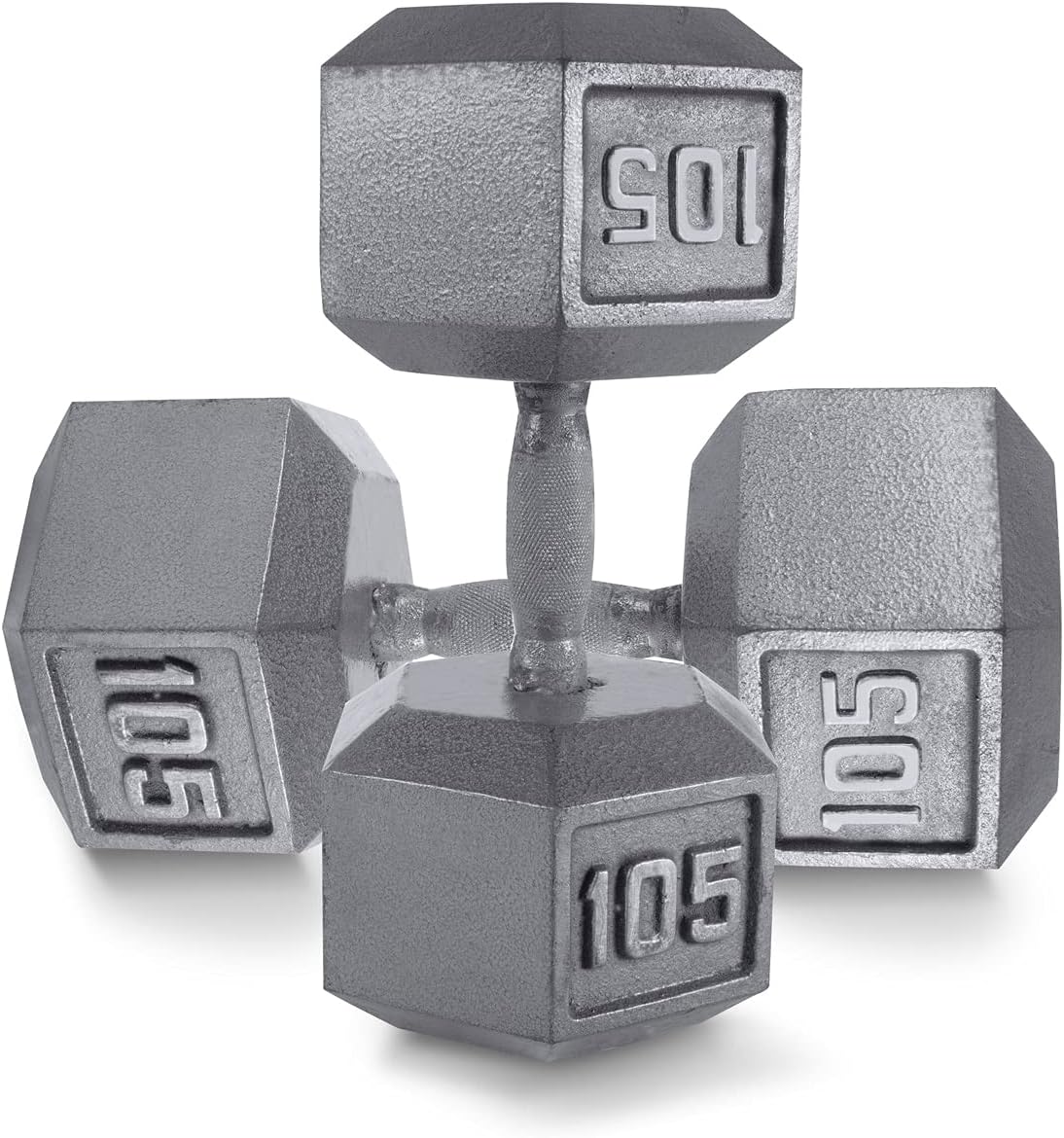 WF Athletic Supply Cast Iron Solid Hexagon Gray/Black Dumbbells, Strength Training Free Weights Set of 2 for Women and Men, Hand Weights Sold by Pairs, Multi-Select Size Options Available
