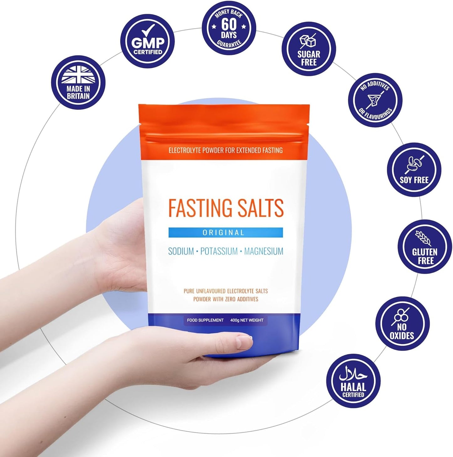 Nutri-Align Fasting Salts Fasting Electrolytes Powder | Pure Unflavoured Electrolytes for Fasting - Intermittent & Extended Fasting | 400g Sodium Potassium Magnesium Fasting Salt | Filler & Sugar Free