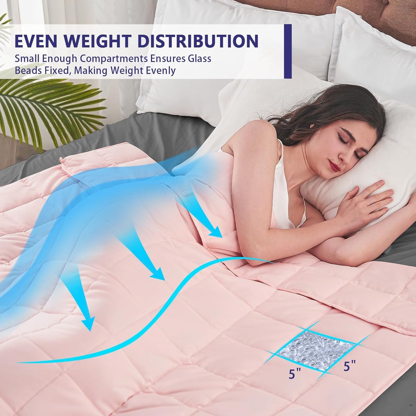 yescool Weighted Blanket for Adults (12 lbs, 60" x 80", Pink) Cooling Heavy Blanket for Sleeping Perfect for 110-130 lbs, Queen Size Breathable Blanket with Premium Glass Bead, Machine Washable