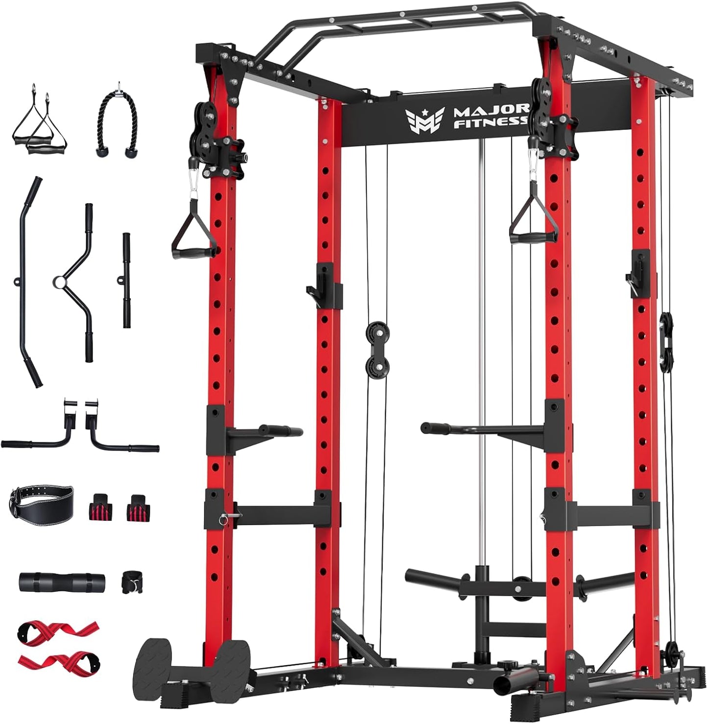 MAJOR FITNESS Drone1 Power Cage - Multi-Function Power Rack for Home Gym, Squat Rack, Cable Crossover System, for Strength Training, Heavy-Duty Steel Construction