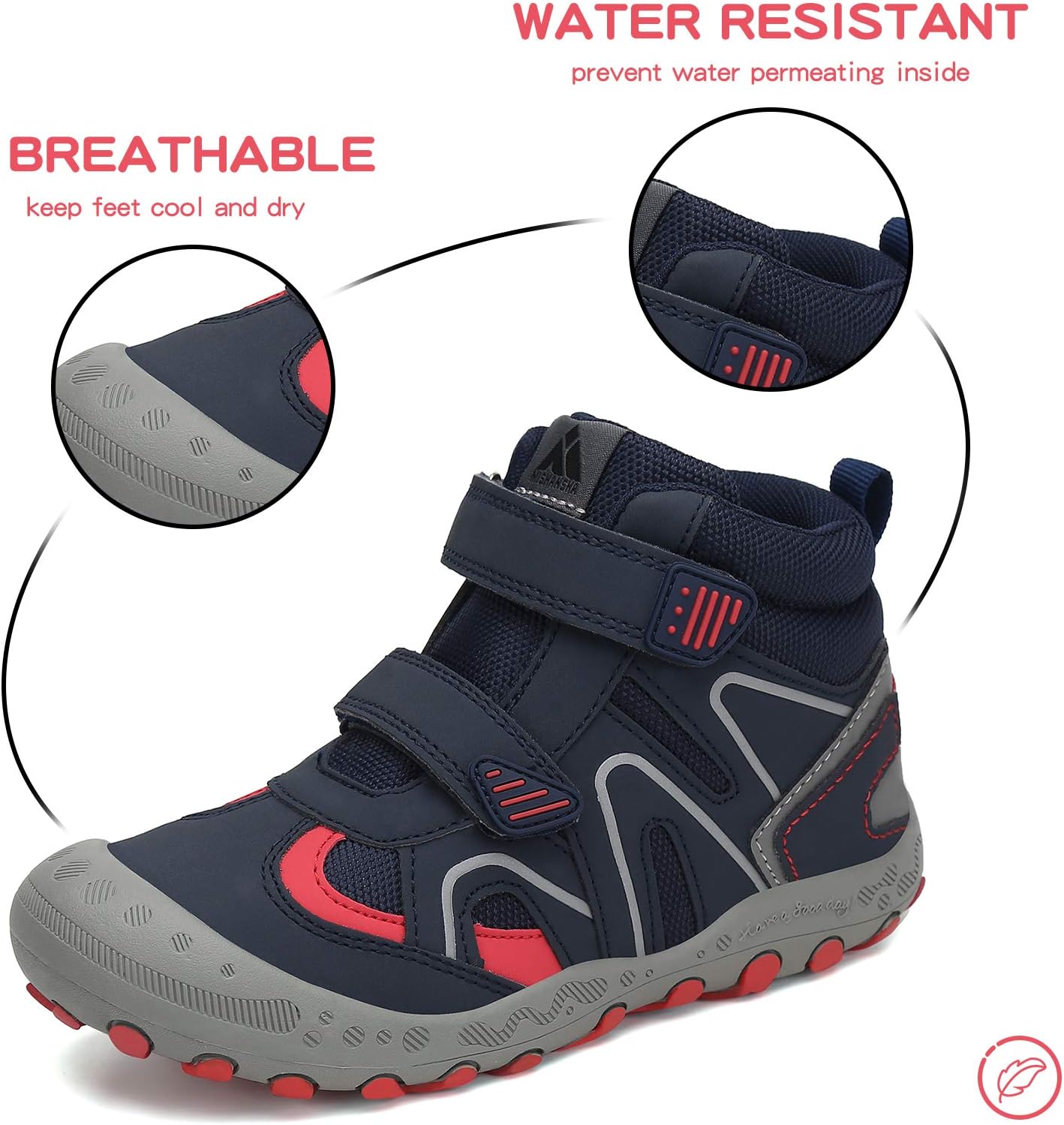 Mishansha Kids Water Resistant Hiking Boots, Boys Girls Anti Collision Anti-Skid Athletic Outdoor Adventure Trekking Shoes