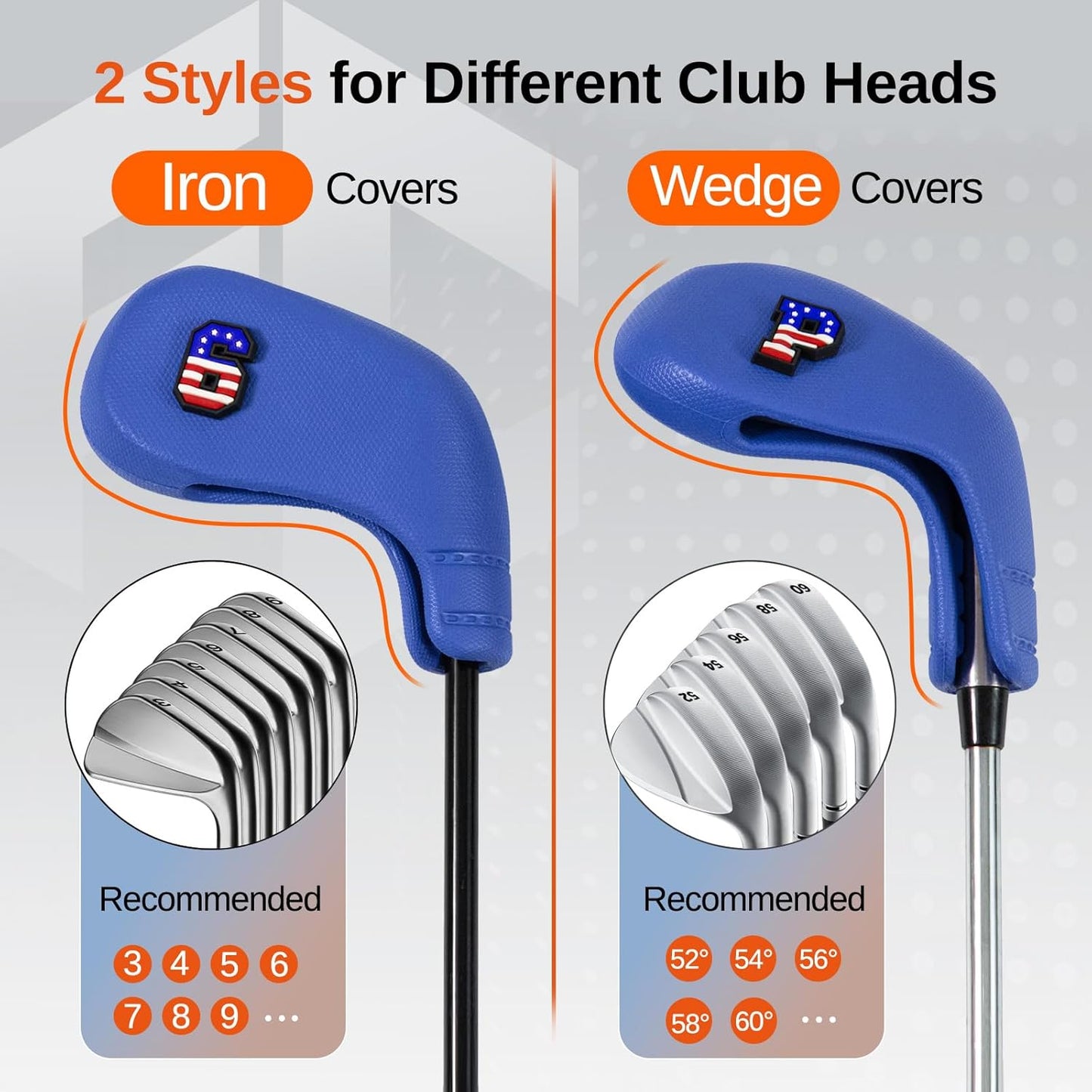 10pcs EVA Golf Club Covers – 7 Iron & 3 Wedge Covers with Numbers – Washable, Wear-Resistant Protection – Easy On & Off for Golf Irons & Wedges