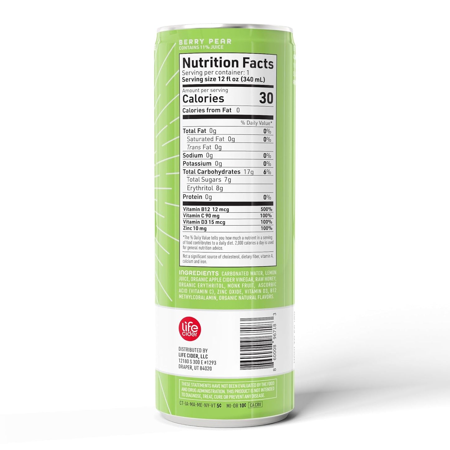 | 12 Pack (12 Fl Oz) | Berry Pear | Sparkling Apple Cider Vinegar Beverage | Aids Digestion & Immune System | Vitamin C, D3, Zinc, B12